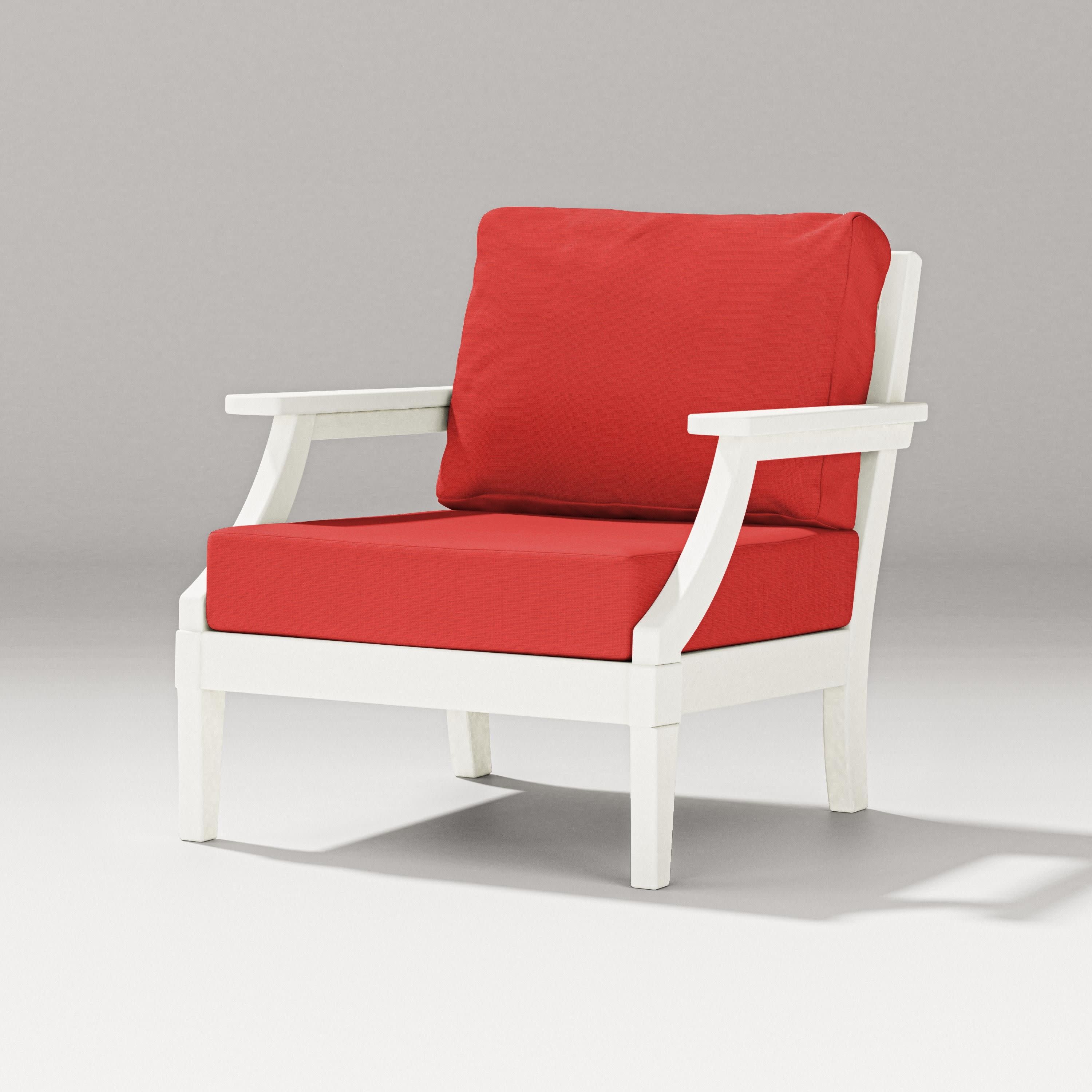 Estate Lounge Chair in Vintage White / Crimson Linen