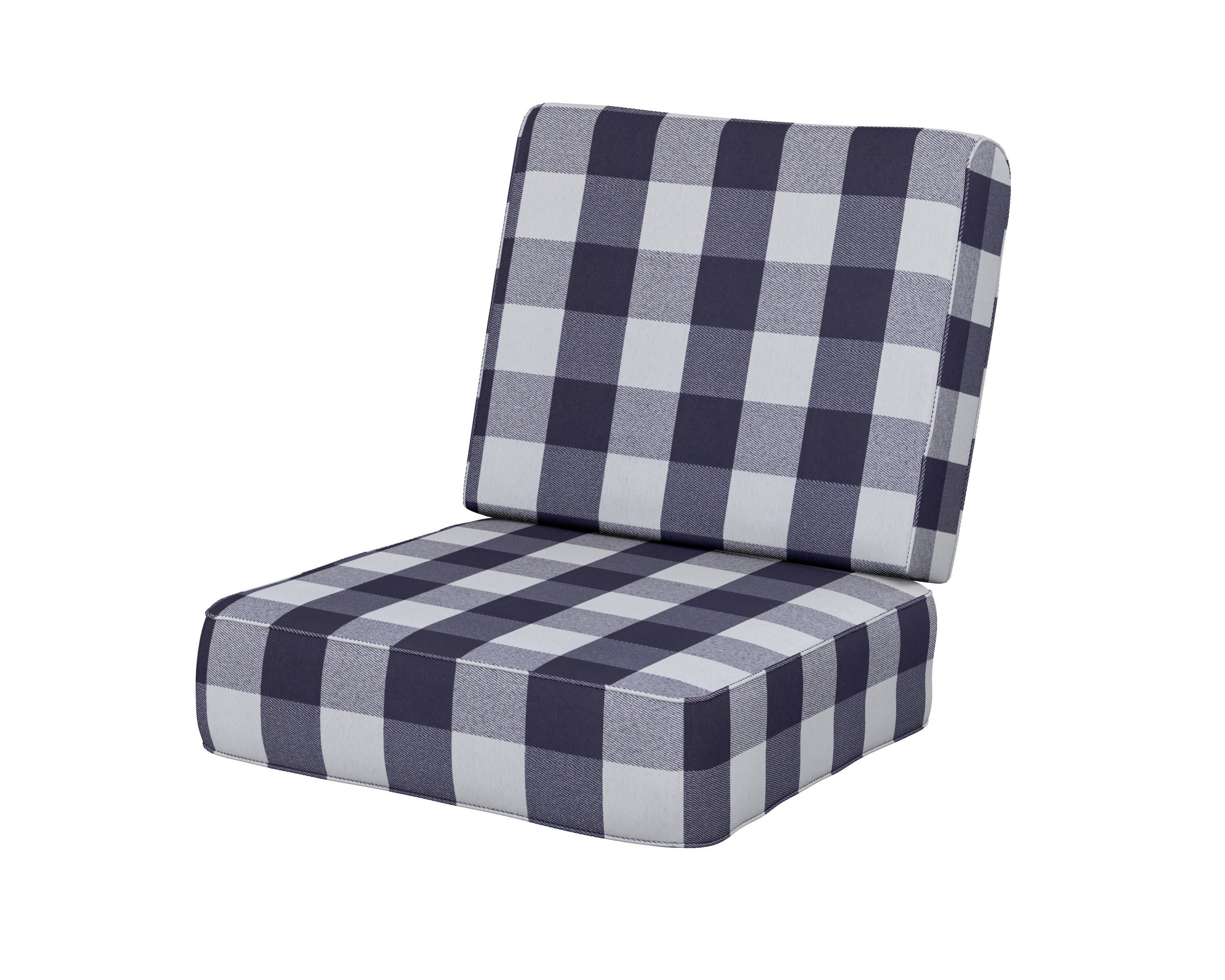 Ateeva Harbour Seat and Back Cushion in Buffalo Plaid Navy
