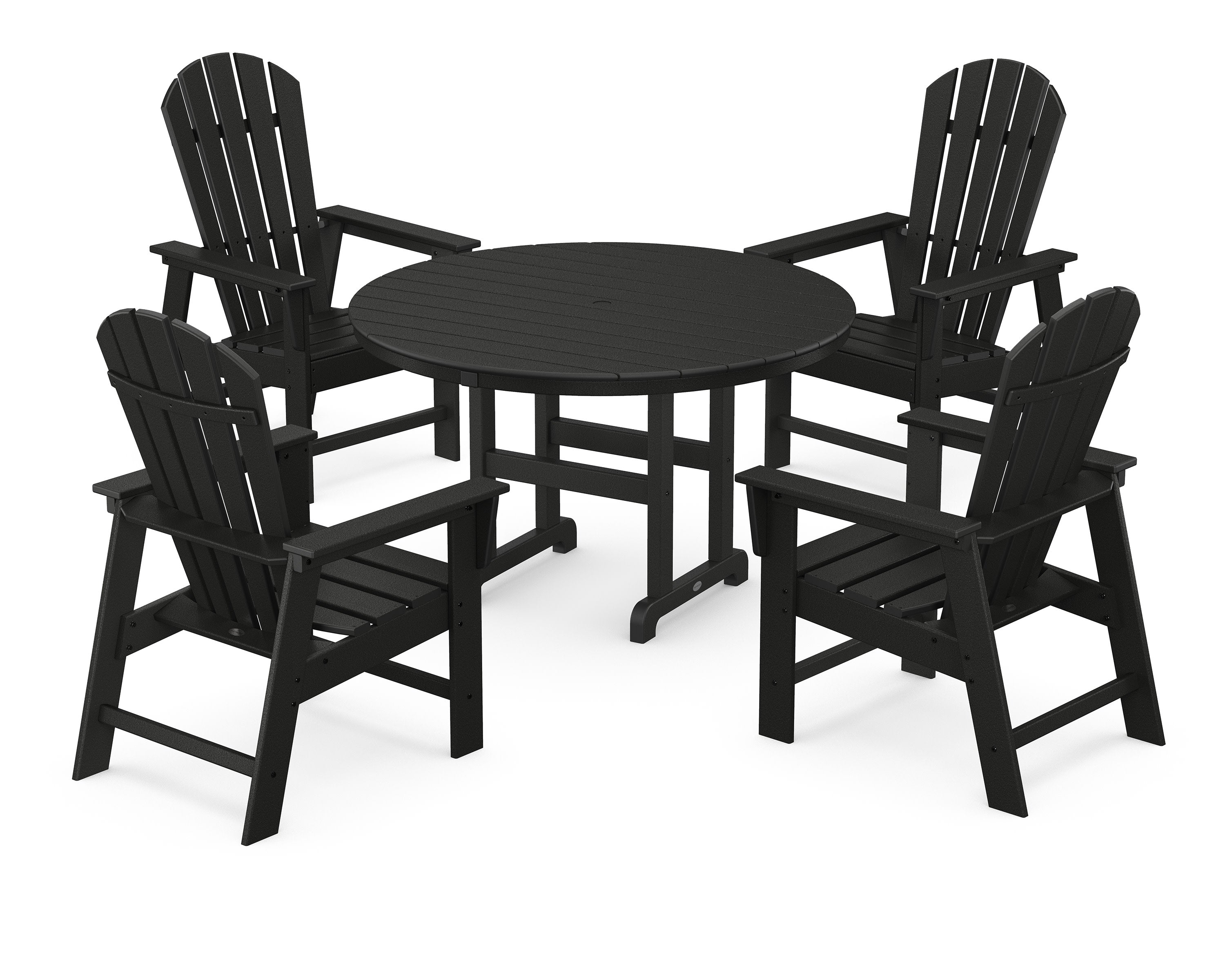 South Beach 5-Piece Round Farmhouse Dining Set in Black