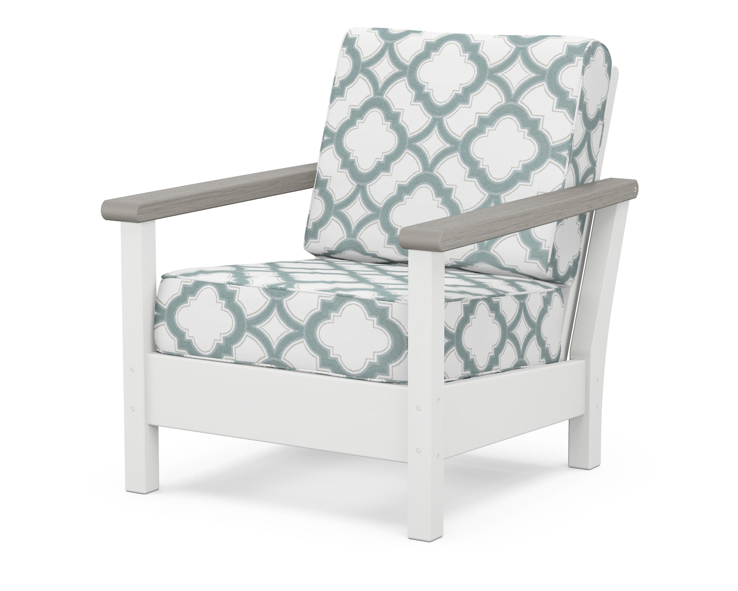 Harbour Deep Seating Chair in White / Driftwood / Trellis Glacier Spa