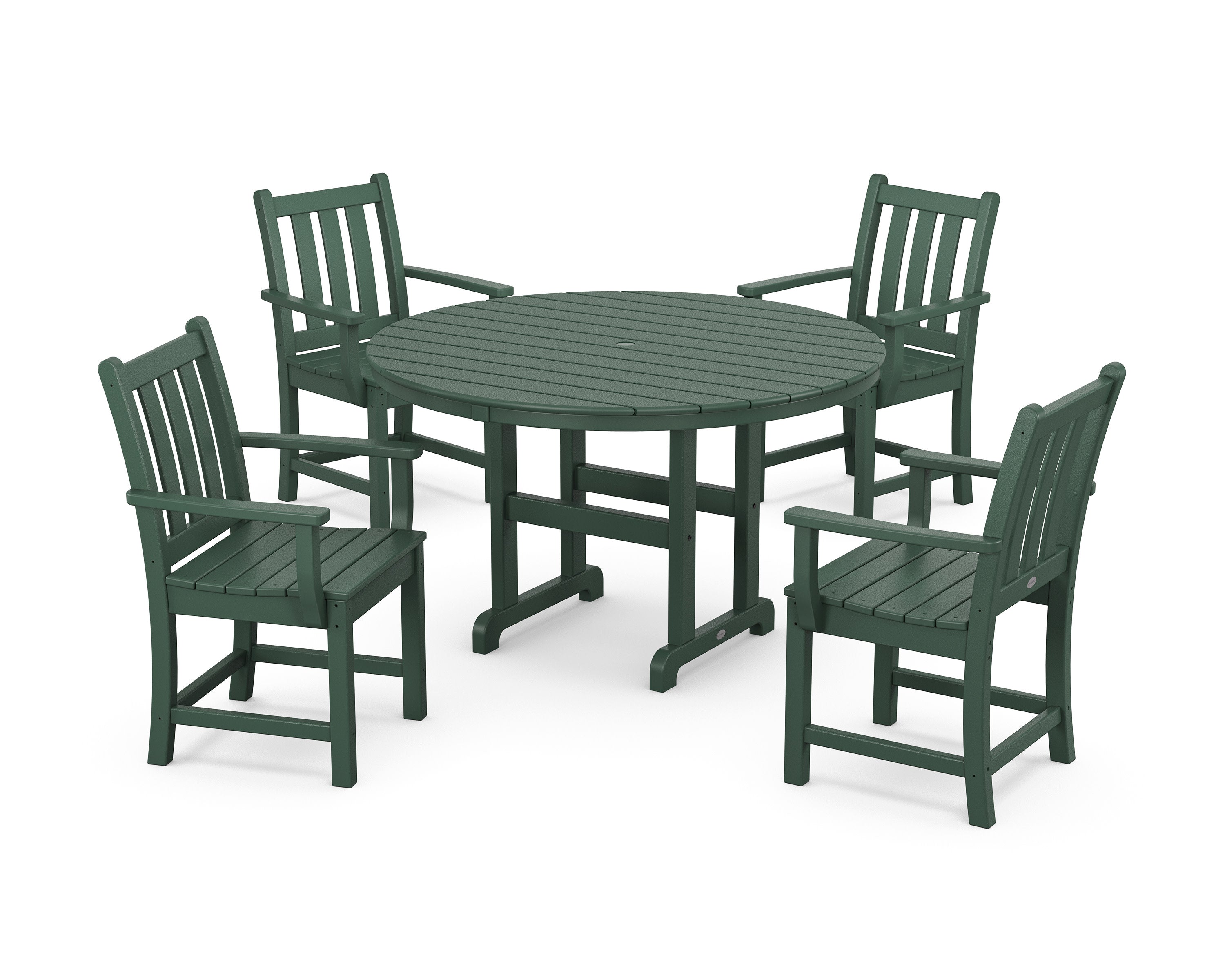 Traditional Garden 5-Piece Round Farmhouse Dining Set in Green