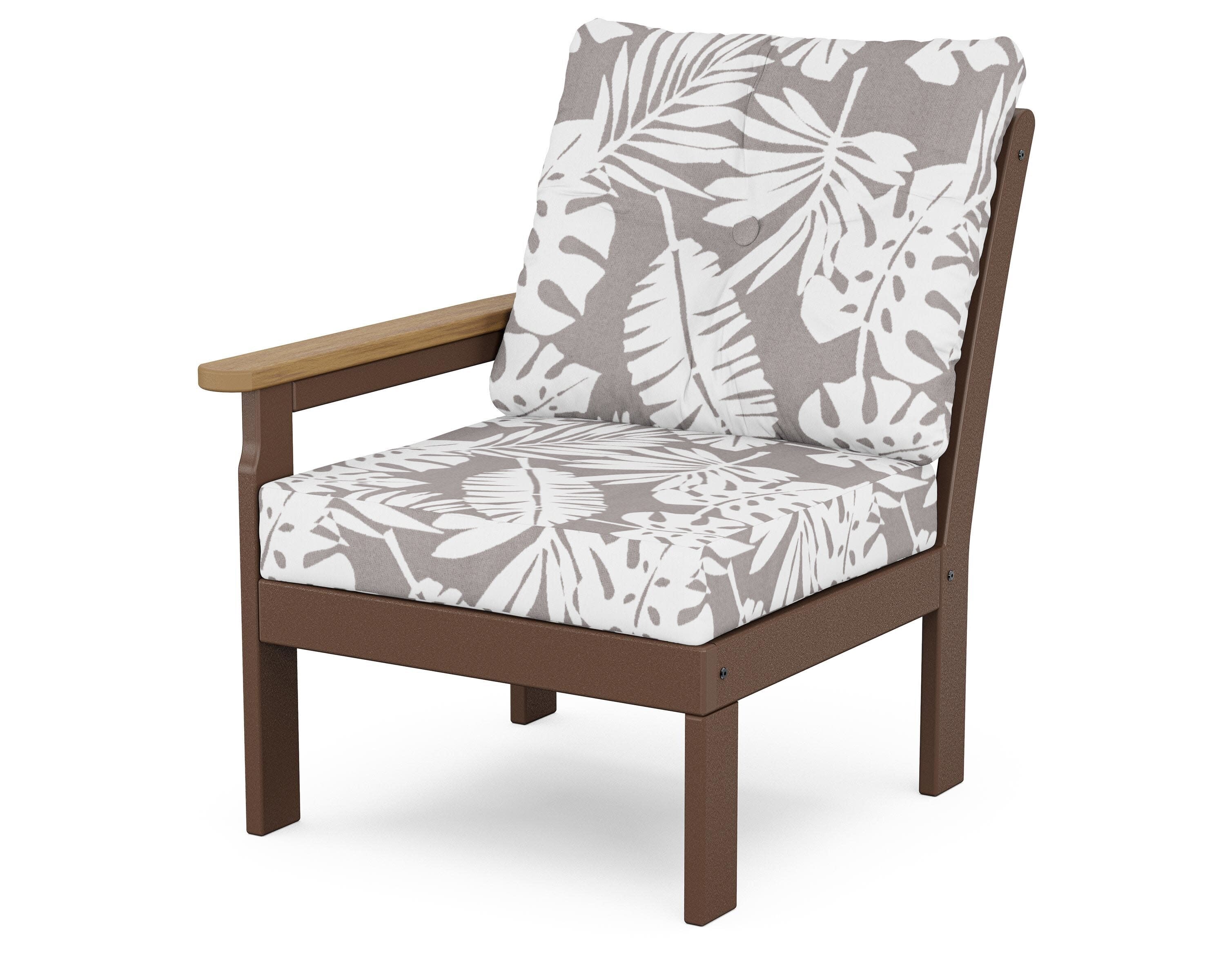 Vineyard Modular Left Arm Chair in Mahogany / Natural / Leaf Grey Mist