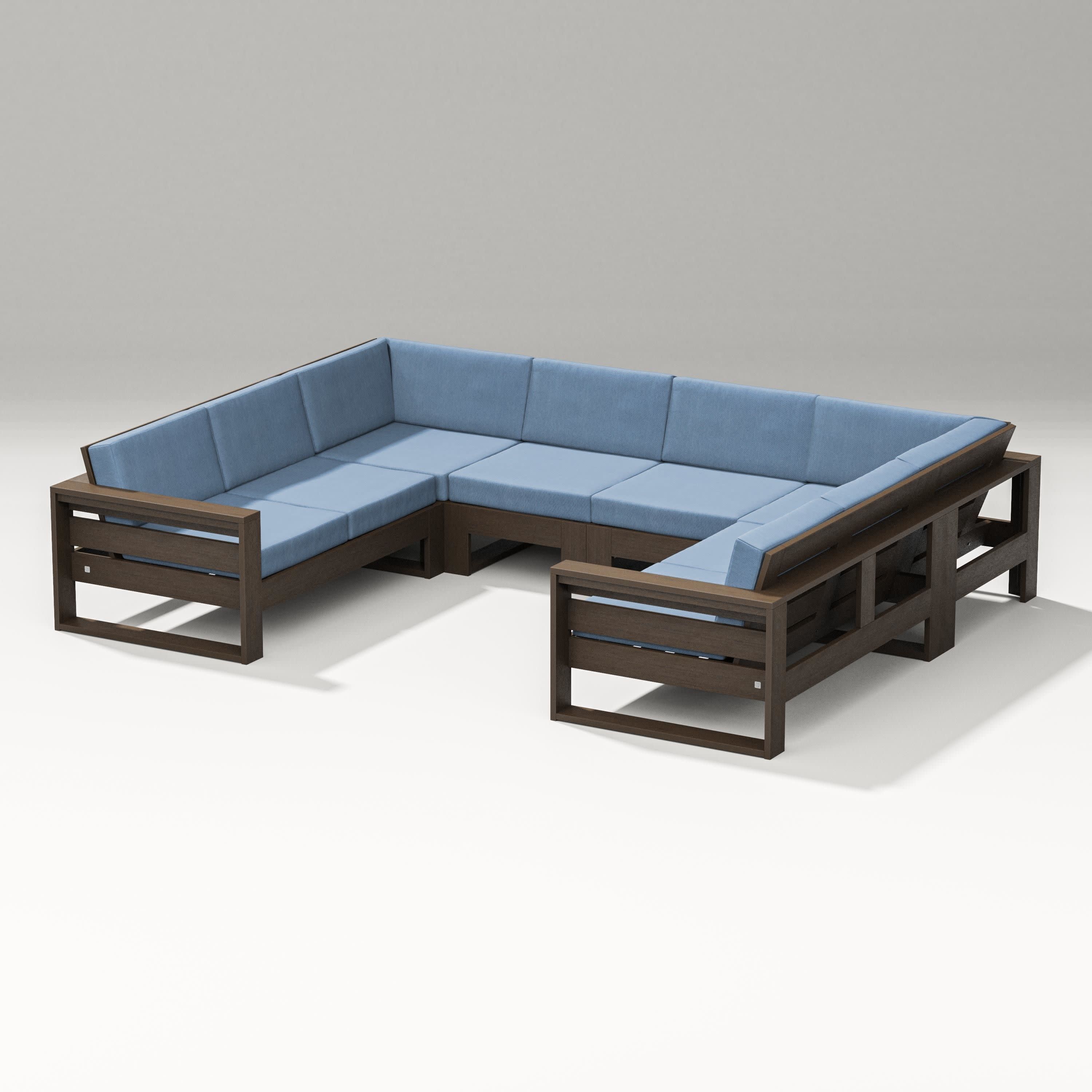 Latitude U-Shaped Sectional in Kona / Sky Blue