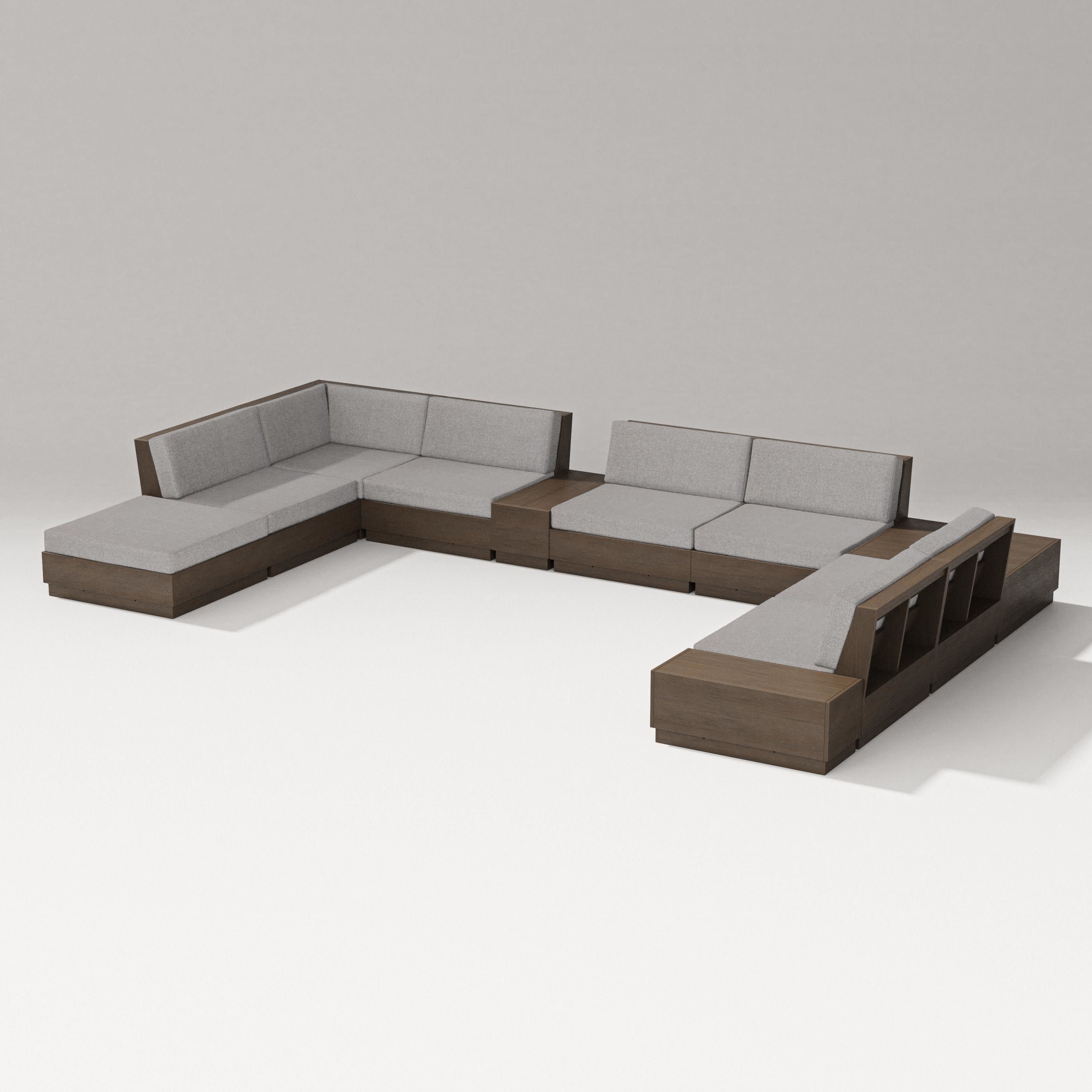 Elevate 11-Piece Conversation Sectional Set in Kona / Grey Mist