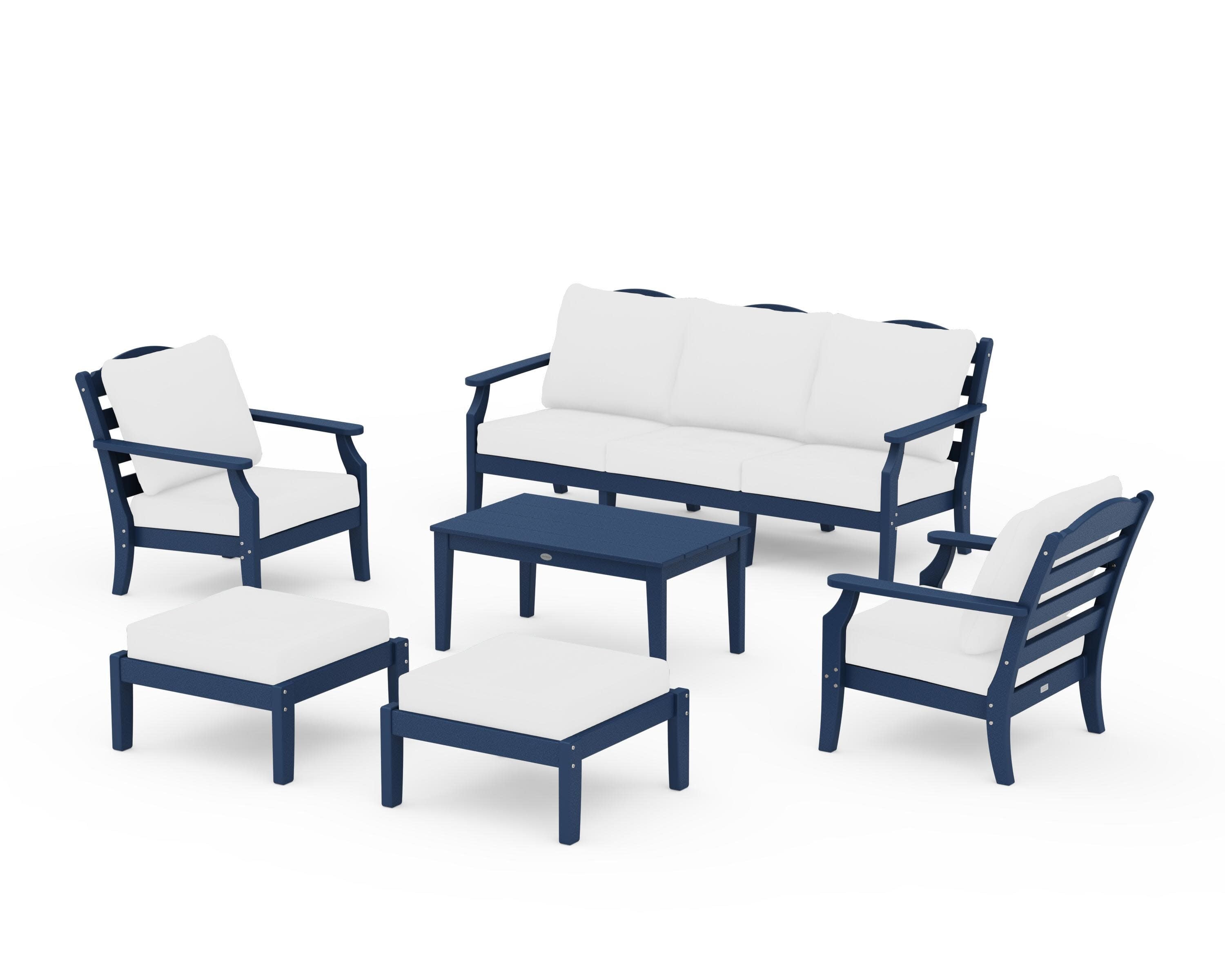 Savannah 6-Piece Lounge Sofa Set in Navy / Natural
