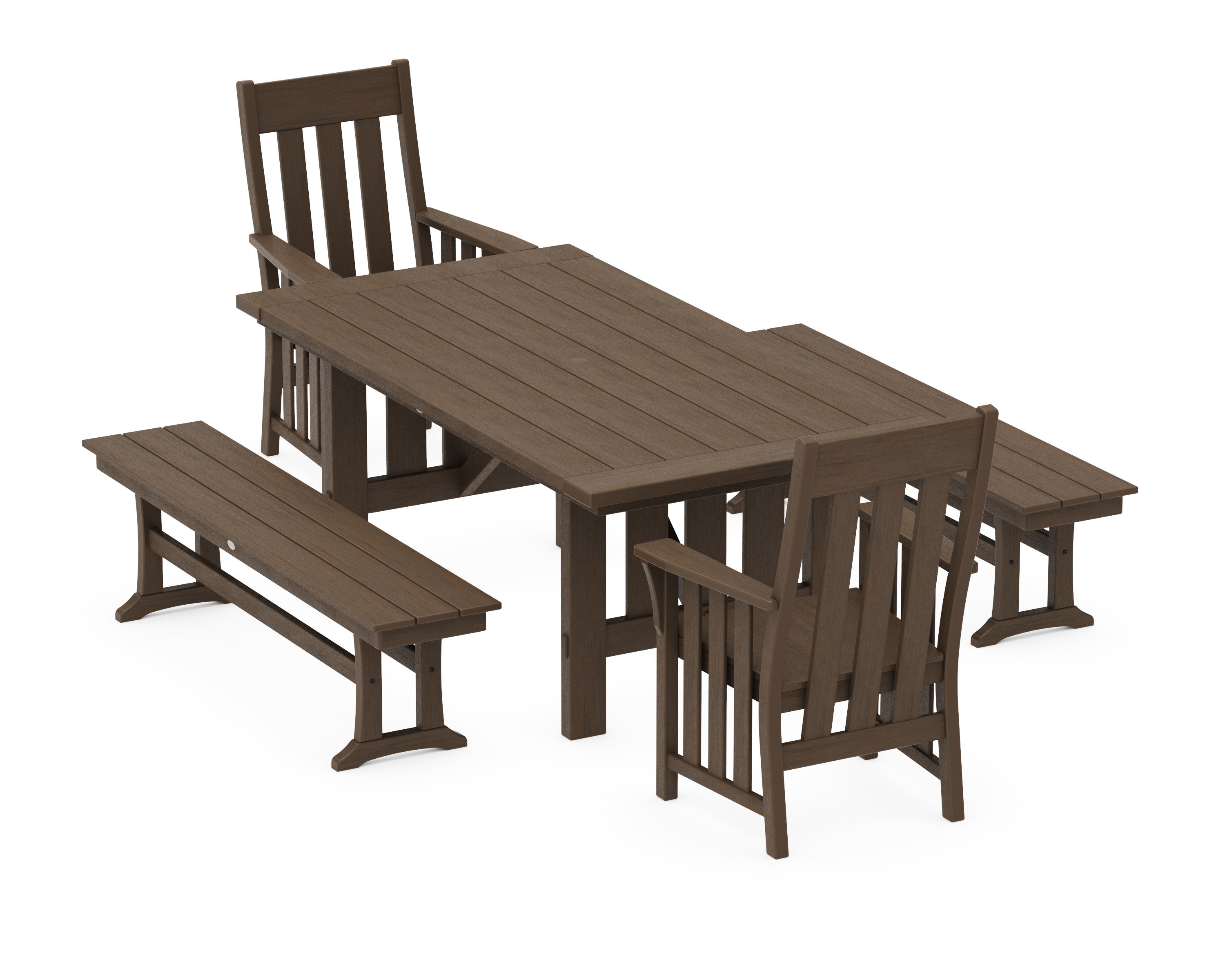 Acadia 5-Piece Dining Set with Benches in Kona