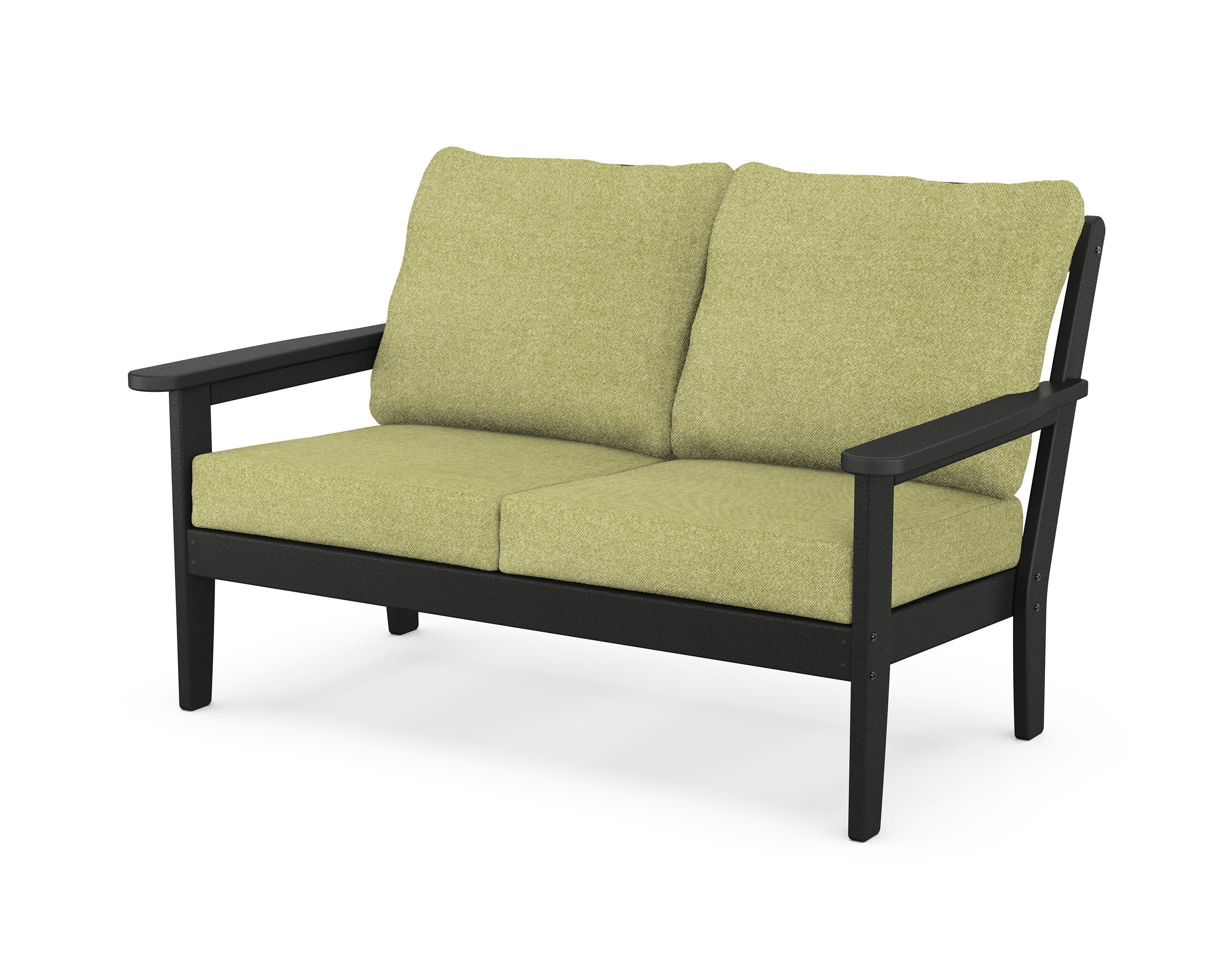 Cottage Deep Seating Loveseat in Black / Chartreuse Boucle