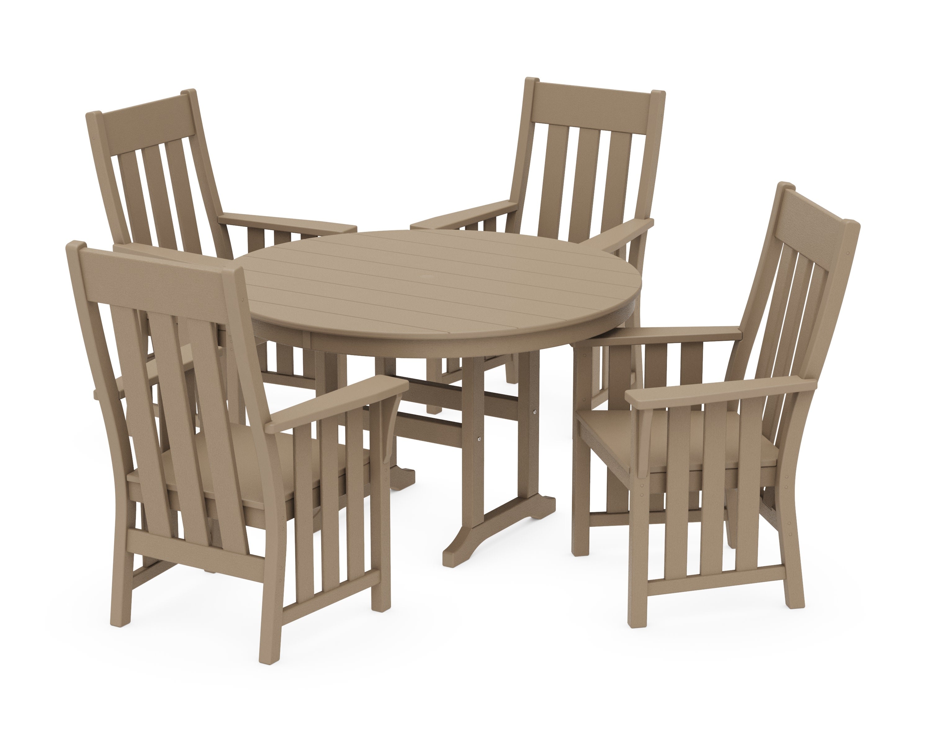 Acadia 5-Piece Round Farmhouse Dining Set in Vintage Sahara