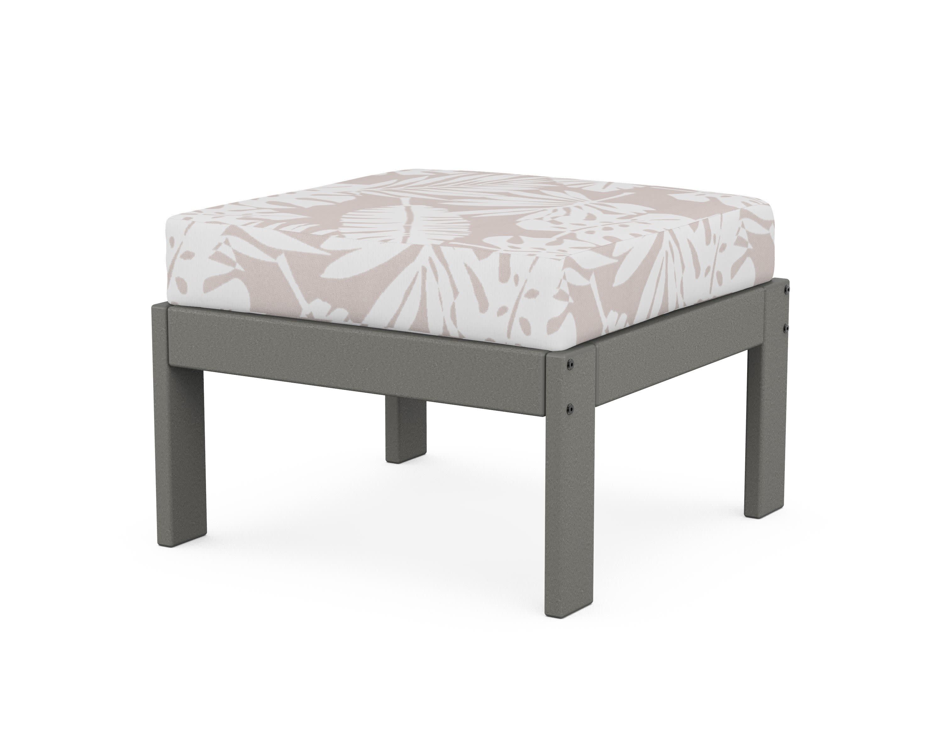 Vineyard Modular Ottoman in Slate Grey / Leaf Dune Burlap