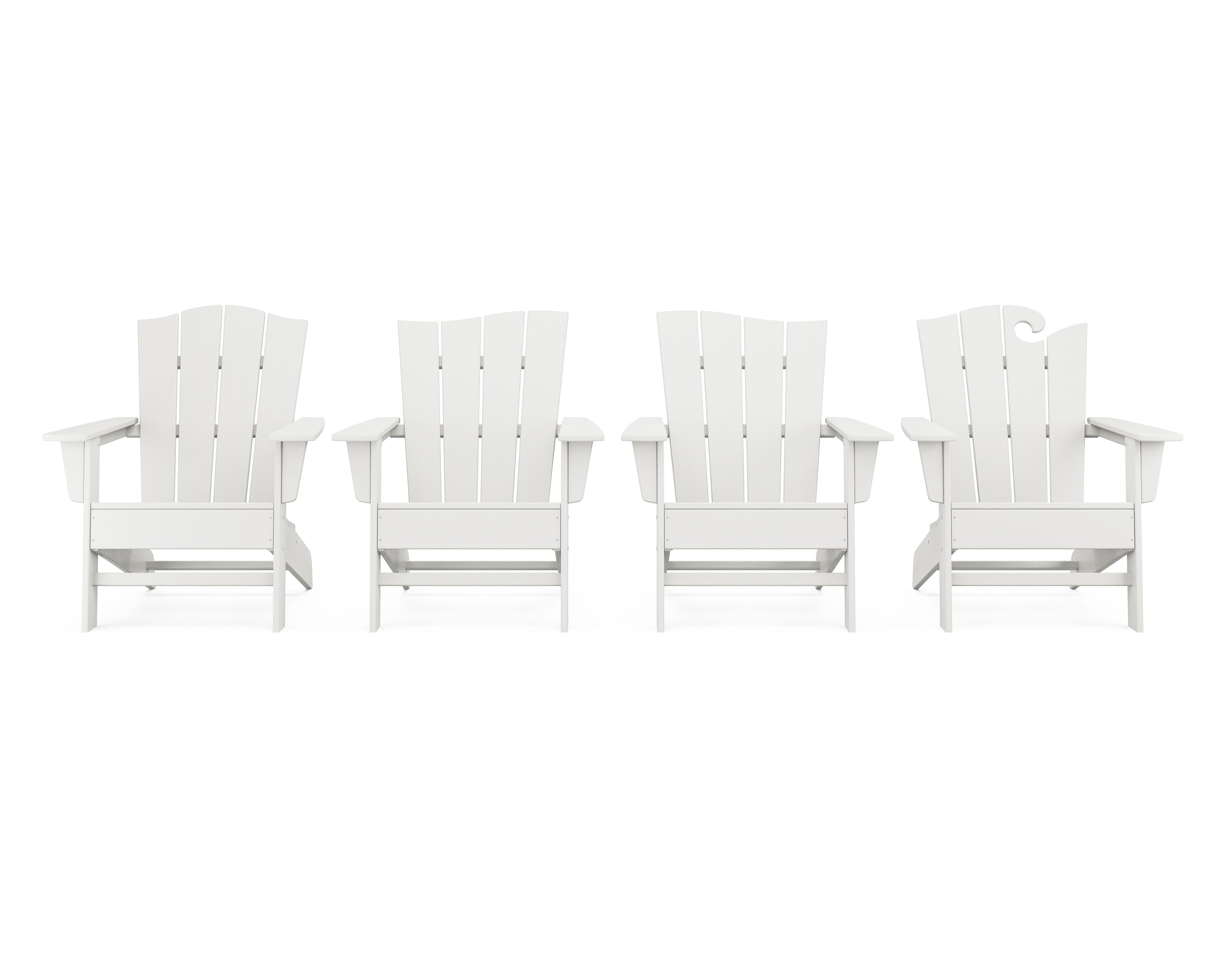Wave Collection 4-Piece Adirondack Chair Set in Vintage White