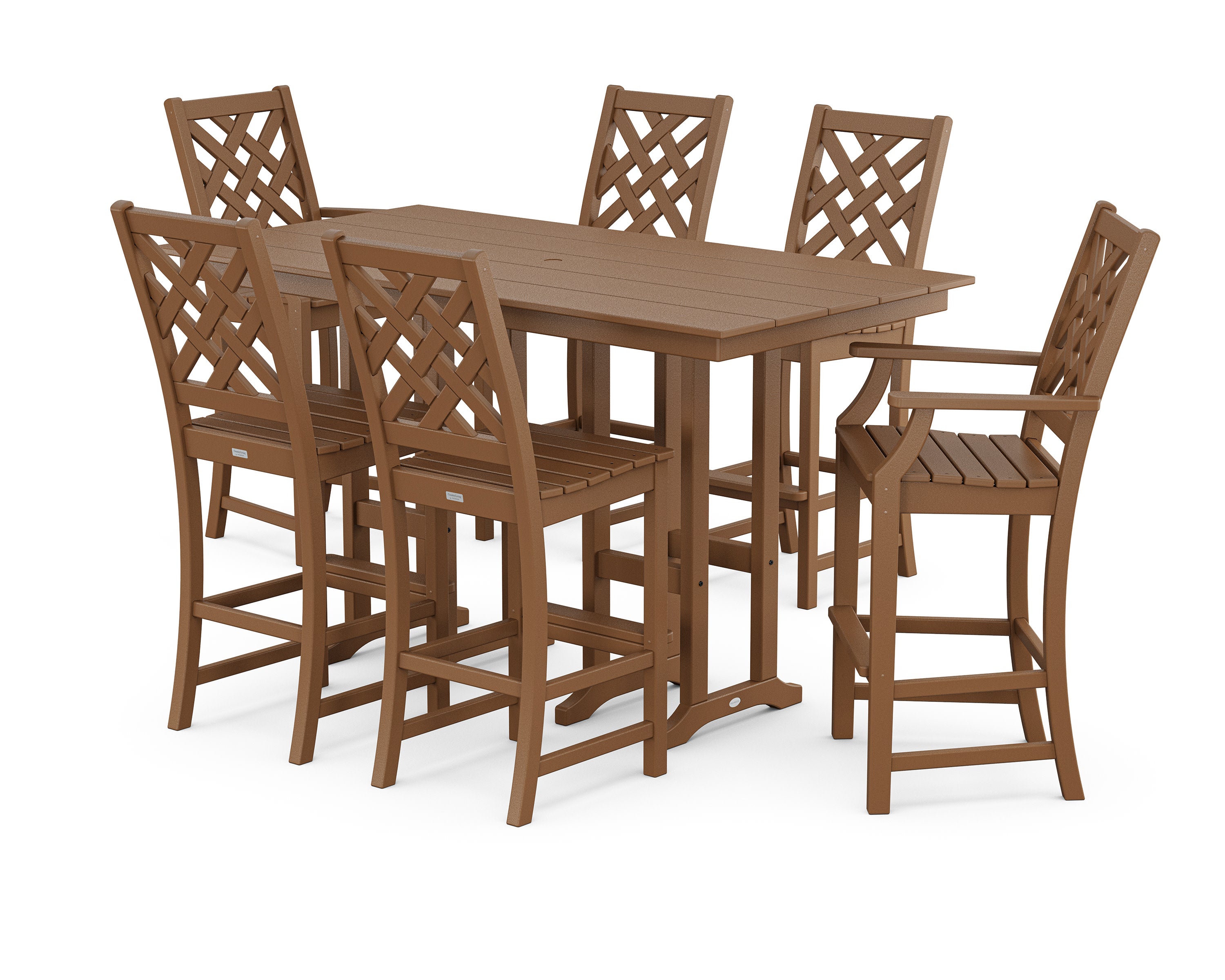 Wovendale 7-Piece Farmhouse Bar Set in Teak