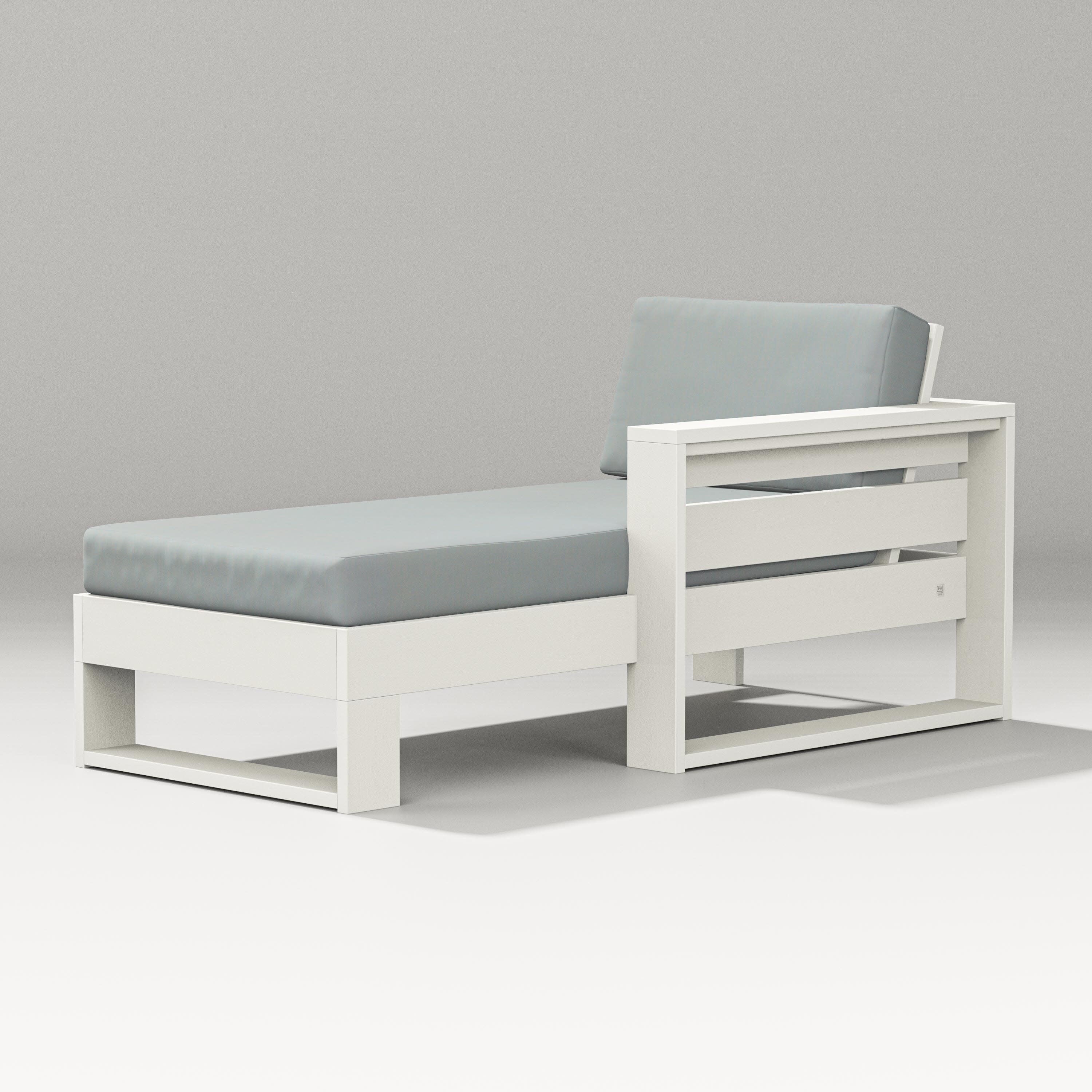 Latitude Modular Right Arm Chaise in Vintage White / Spa