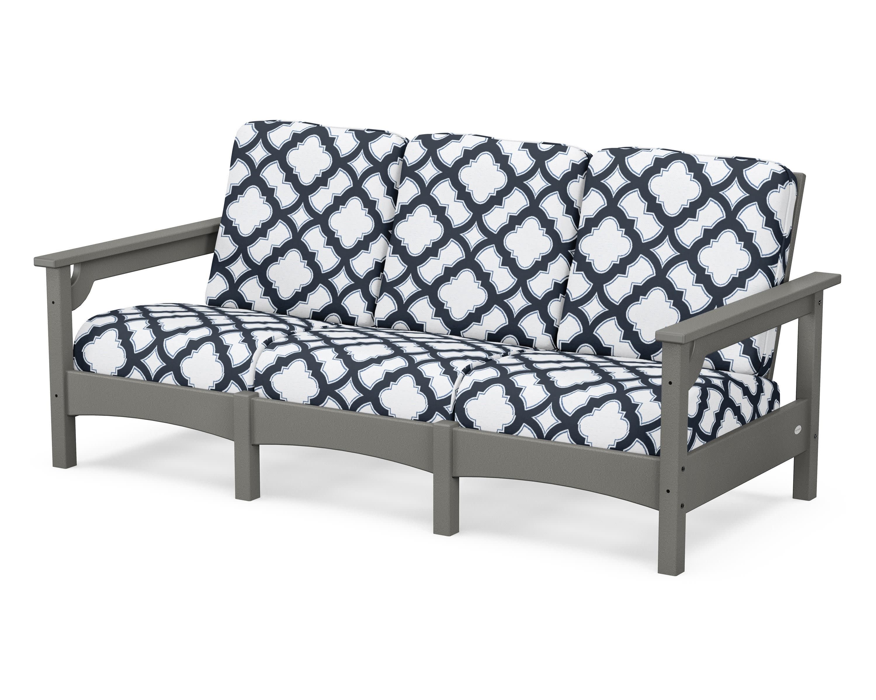 Club Sofa in Slate Grey / Trellis Marine Indigo