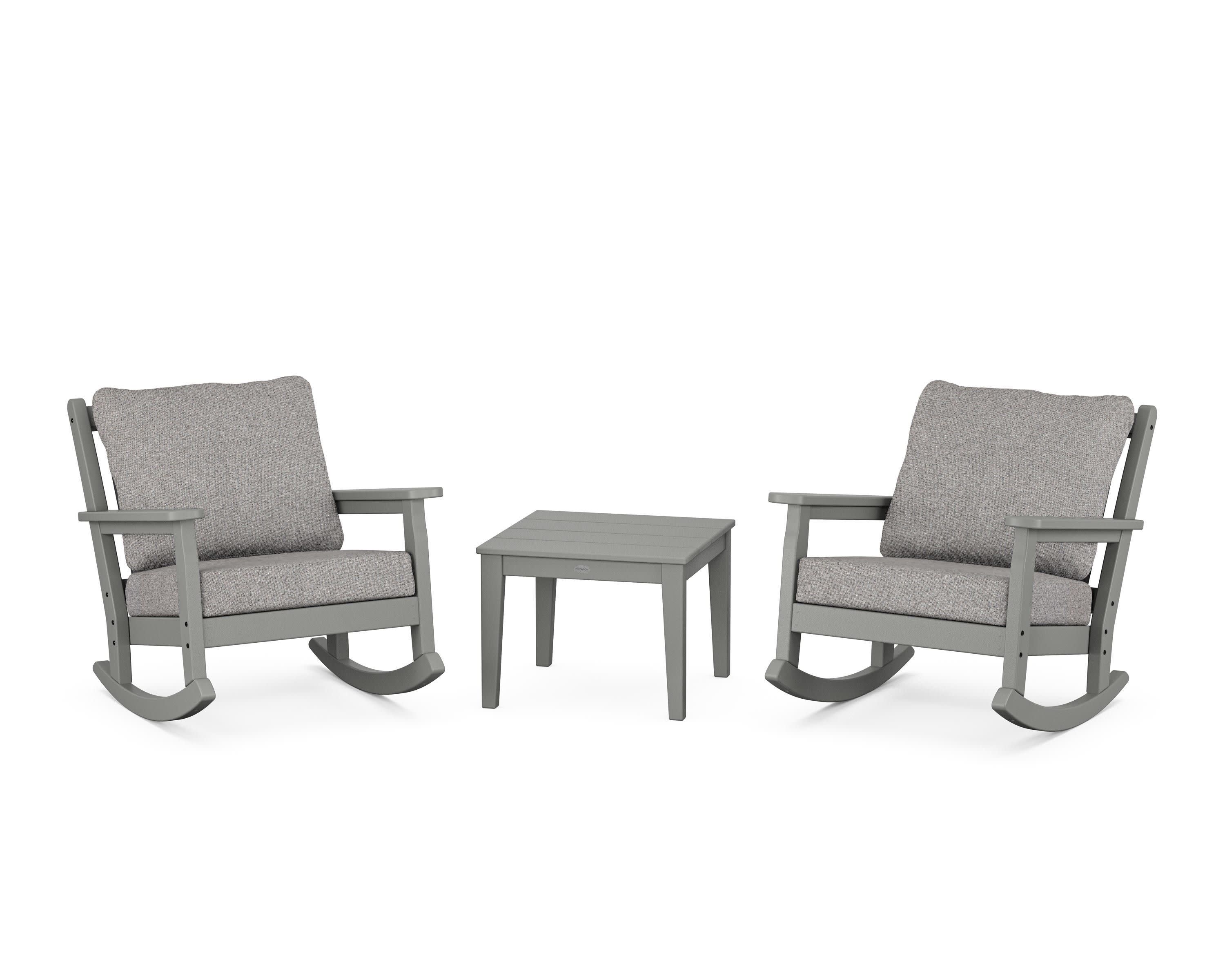 Chippendale 3-Piece Deep Seating Rocker Set in Slate Grey / Grey Mist
