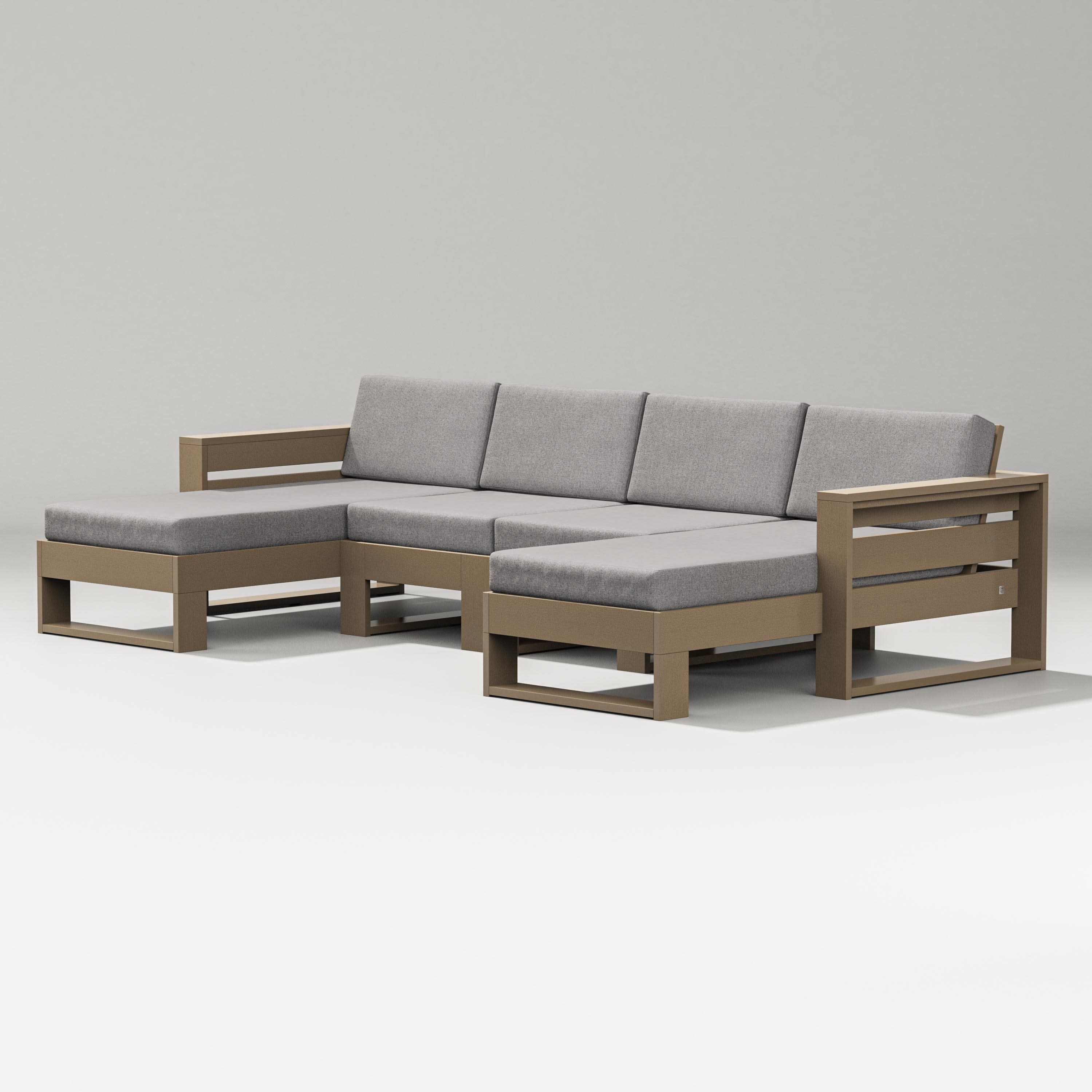 Latitude Double Chaise Sectional in Vintage Sahara / Grey Mist
