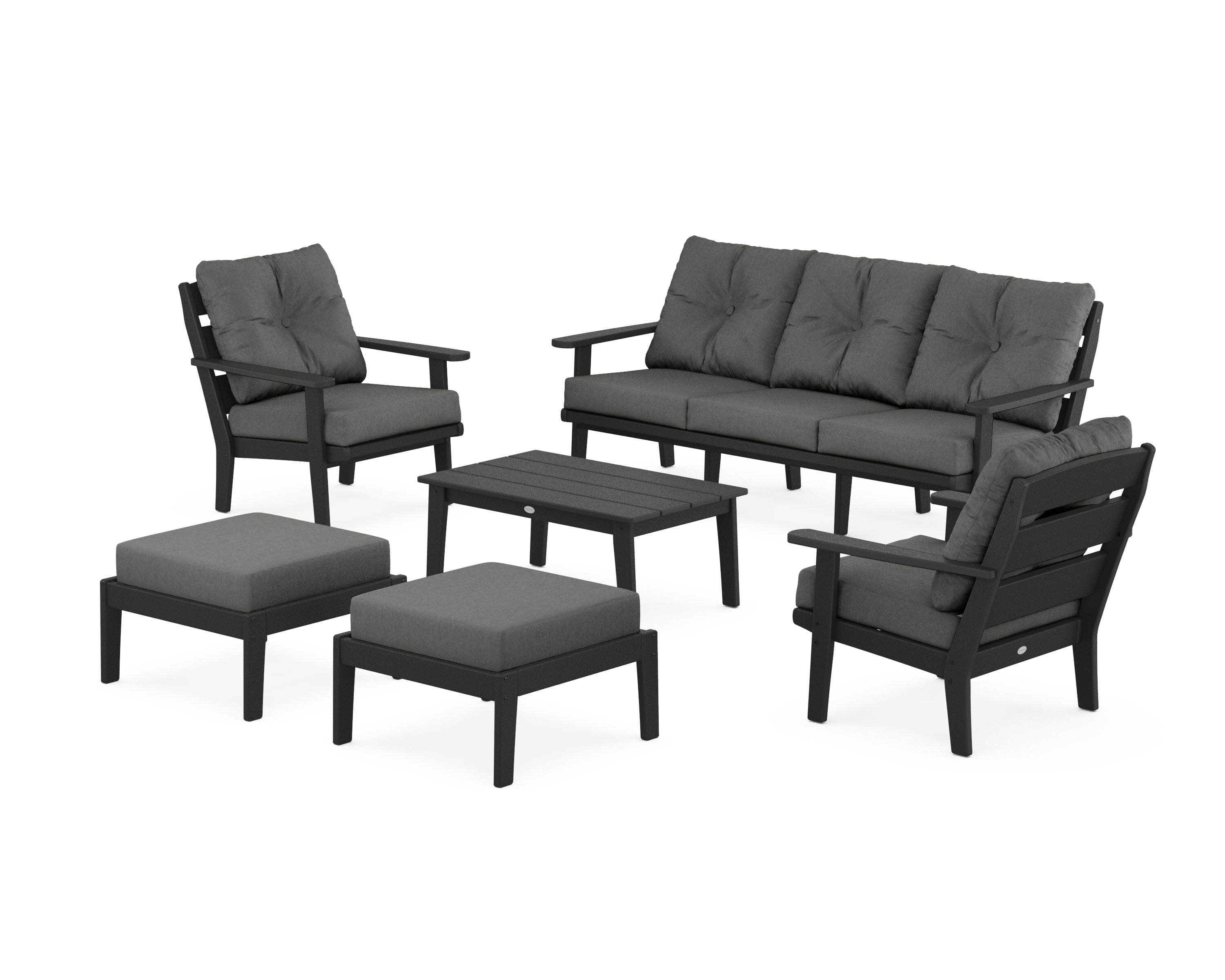 Lakeside 6-Piece Lounge Sofa Set in Black / Spectrum Carbon