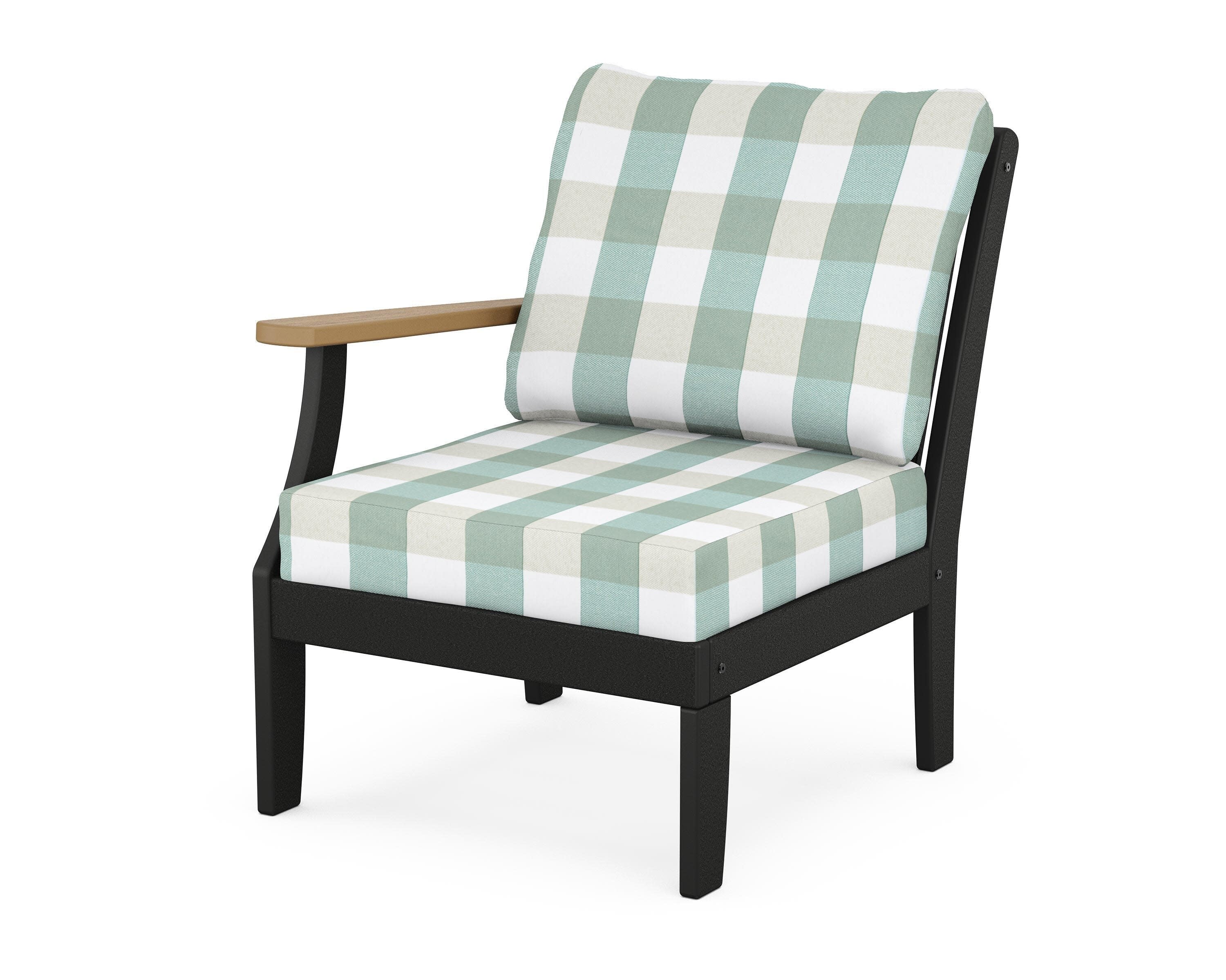 Braxton Modular Left Arm Chair in Black / Natural / Buffalo Plaid Glacier Spa