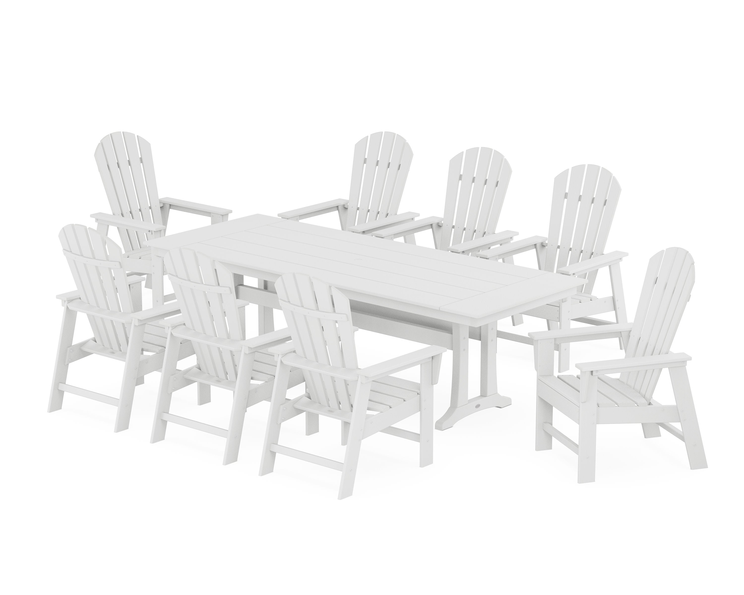 South Beach 9-Piece Farmhouse Dining Set with Trestle Legs in White