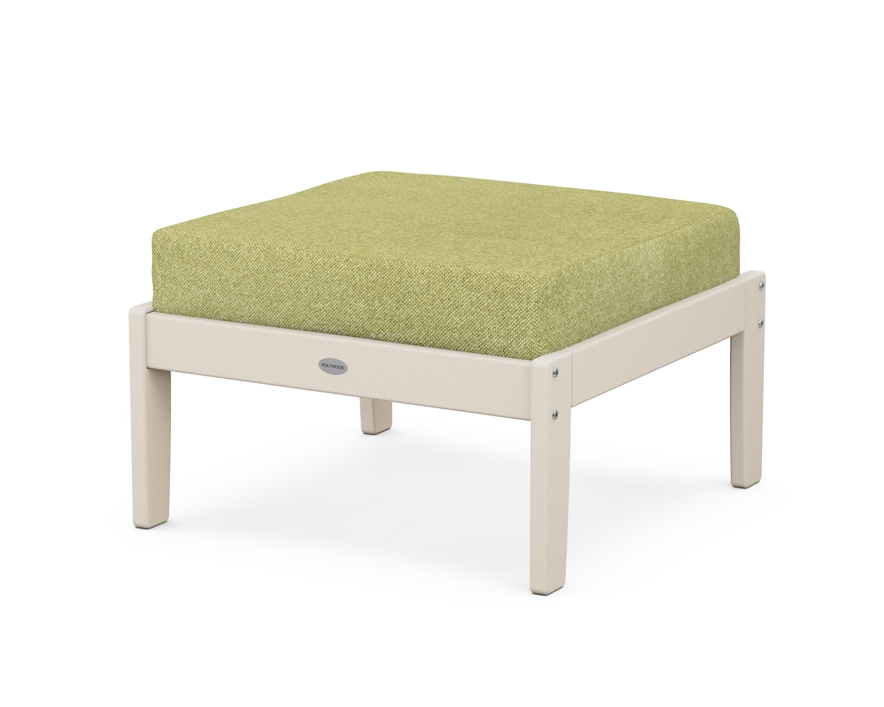 Braxton Deep Seating Ottoman in Sand / Chartreuse Boucle