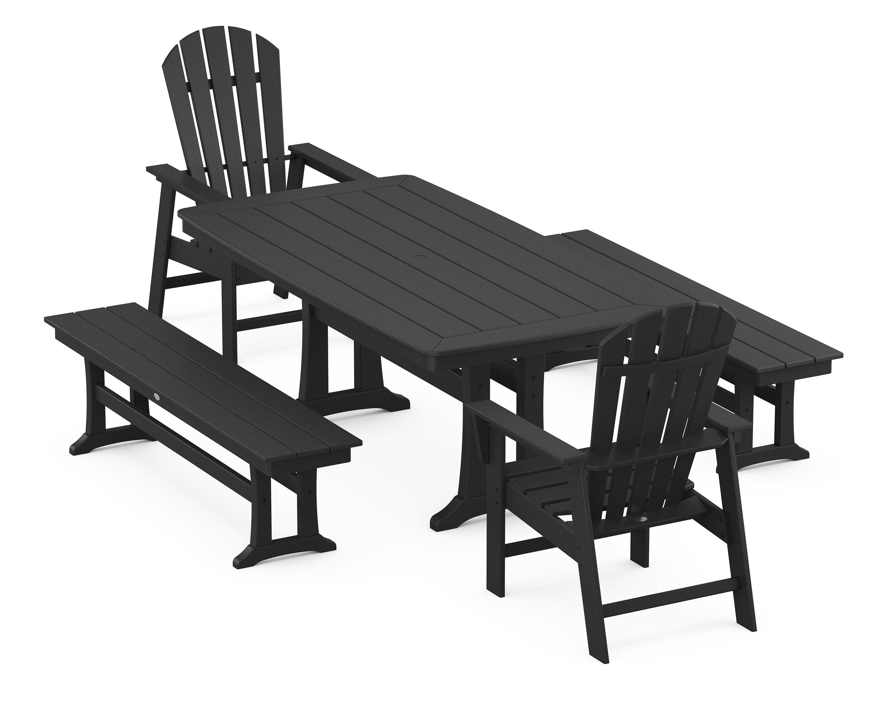 South Beach 5-Piece Dining Set with Trestle Legs in Black