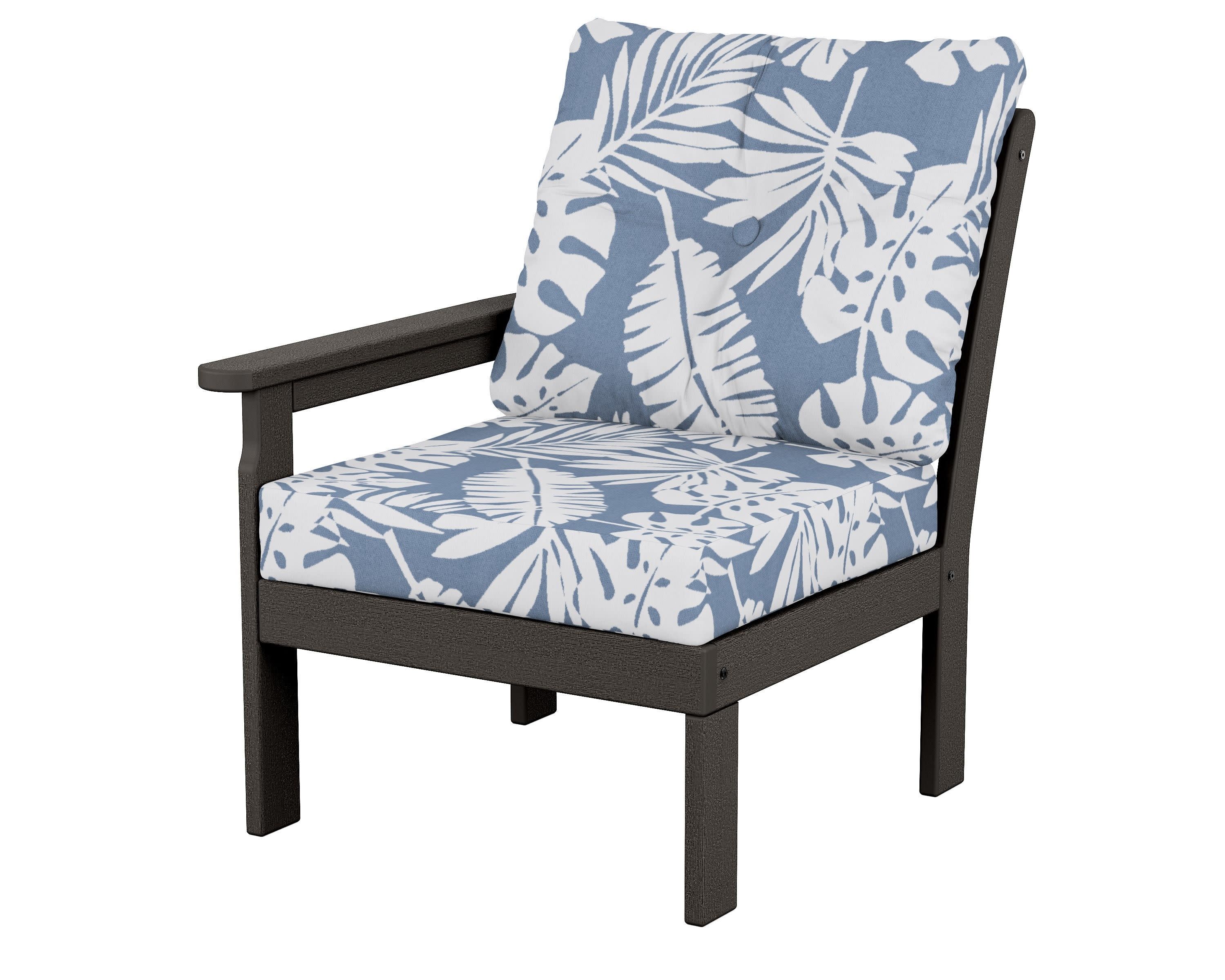 Vineyard Modular Left Arm Chair in Vintage Coffee / Leaf Sky Blue