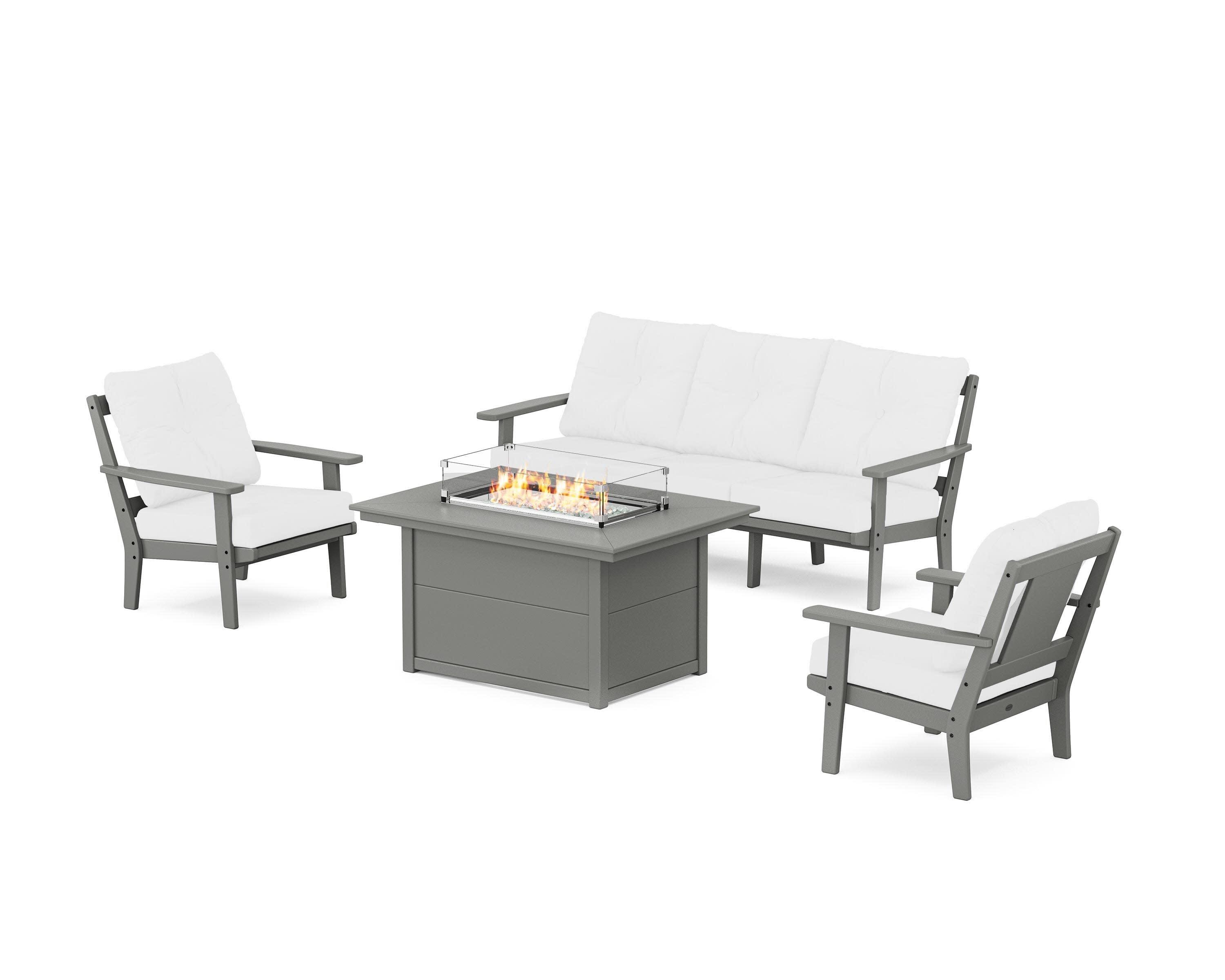 Prairie Deep Seating Fire Pit Table Set in Slate Grey / Natural