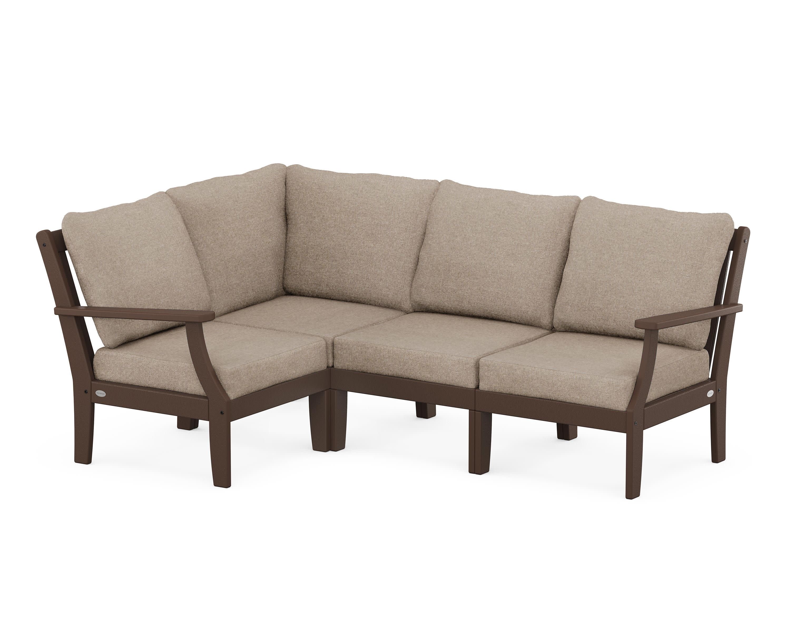 Braxton Modular 4-Piece Deep Seating Set in Mahogany / Spiced Burlap