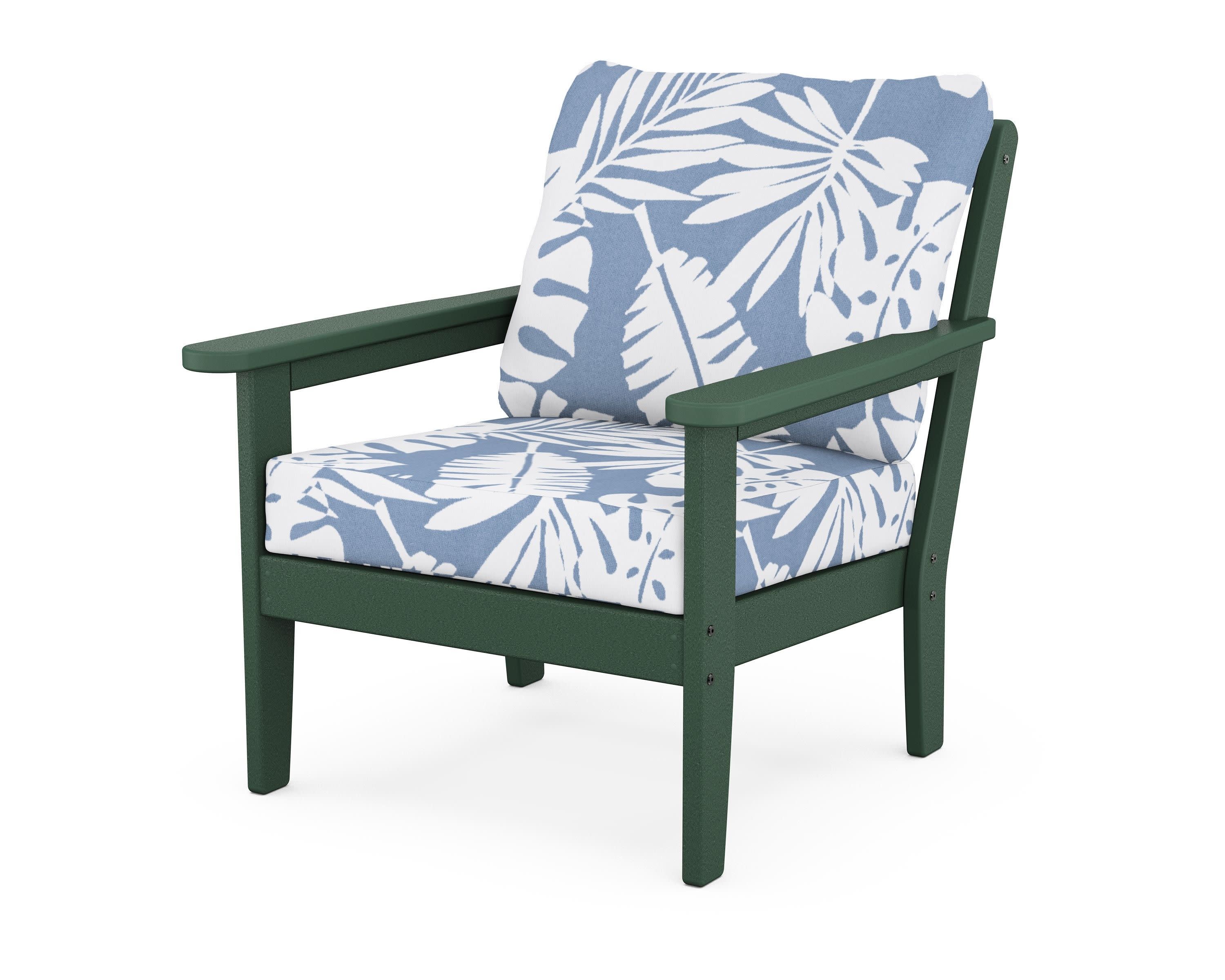 Cottage Deep Seating Chair in Green / Leaf Sky Blue