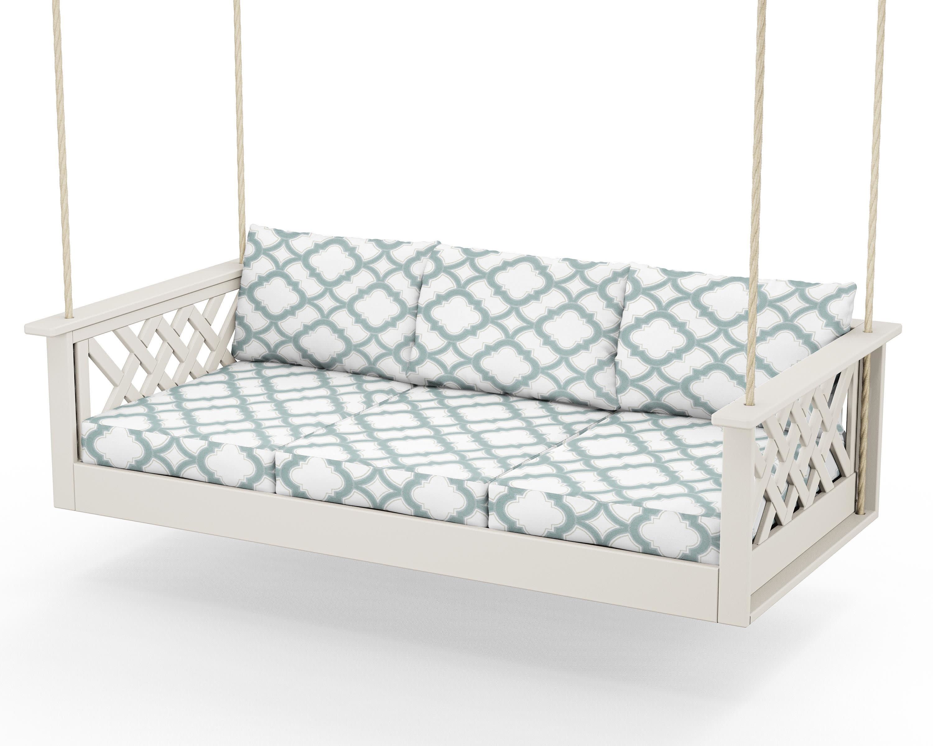 Wovendale Daybed Swing in Sand / Trellis Glacier Spa
