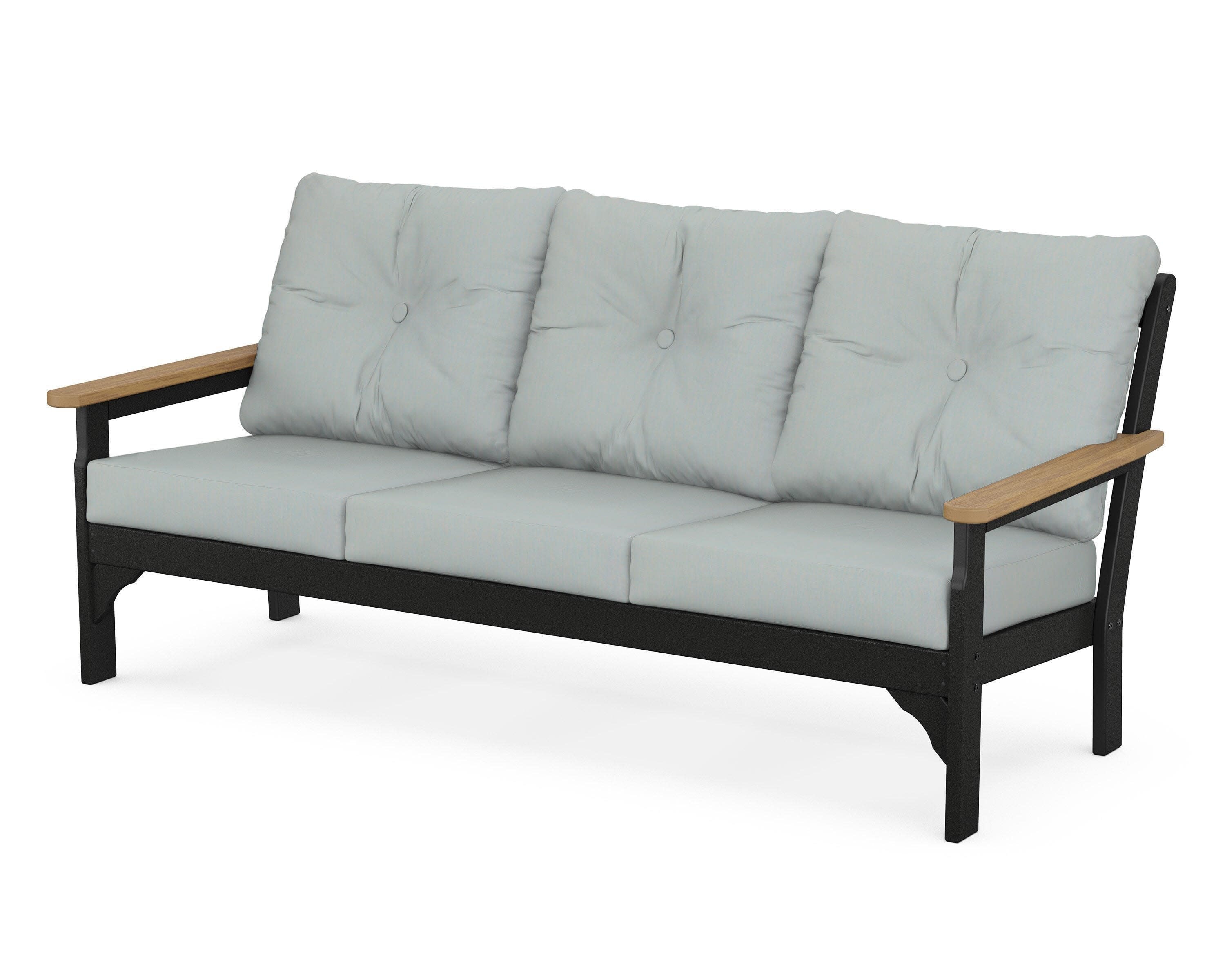 Vineyard Deep Seating Sofa in Black / Natural / Spa