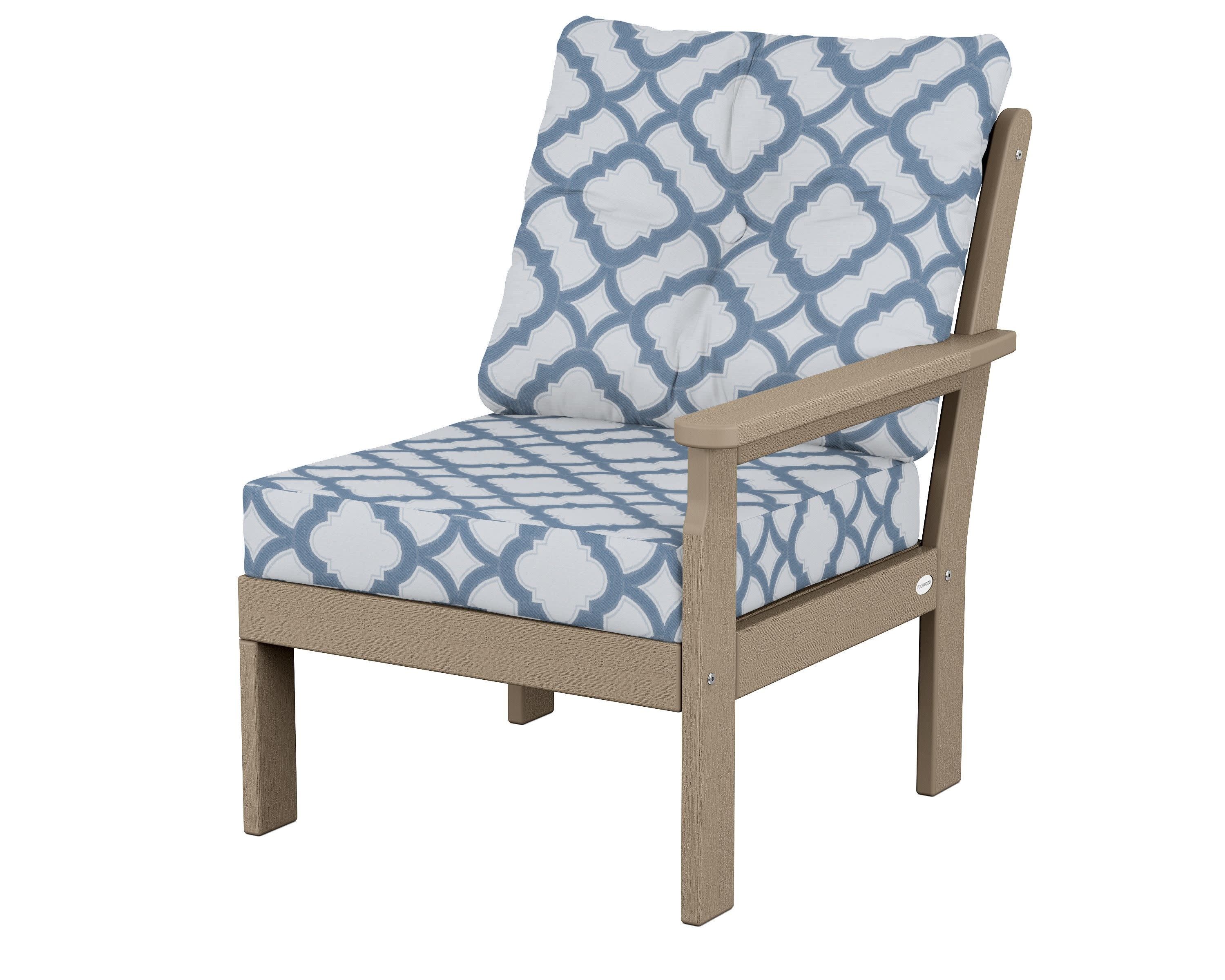 Vineyard Modular Right Arm Chair in Vintage Sahara / Trellis Sky Blue