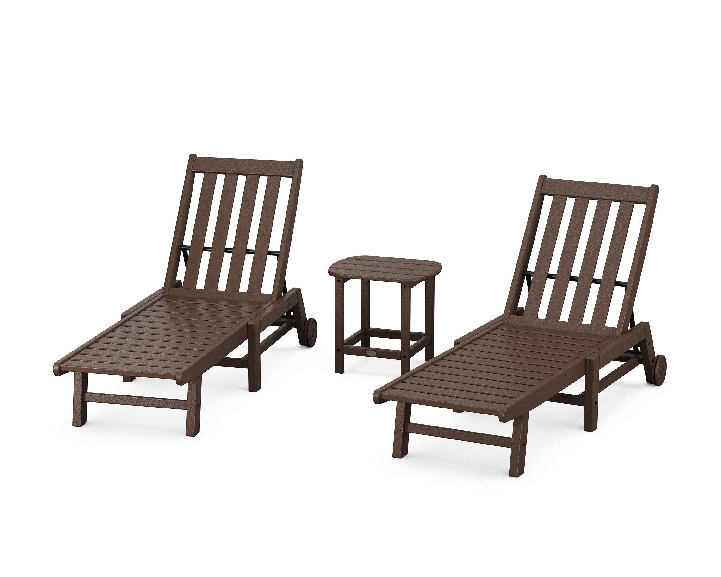 Vineyard 3-Piece Chaise with Wheels Set in Mahogany