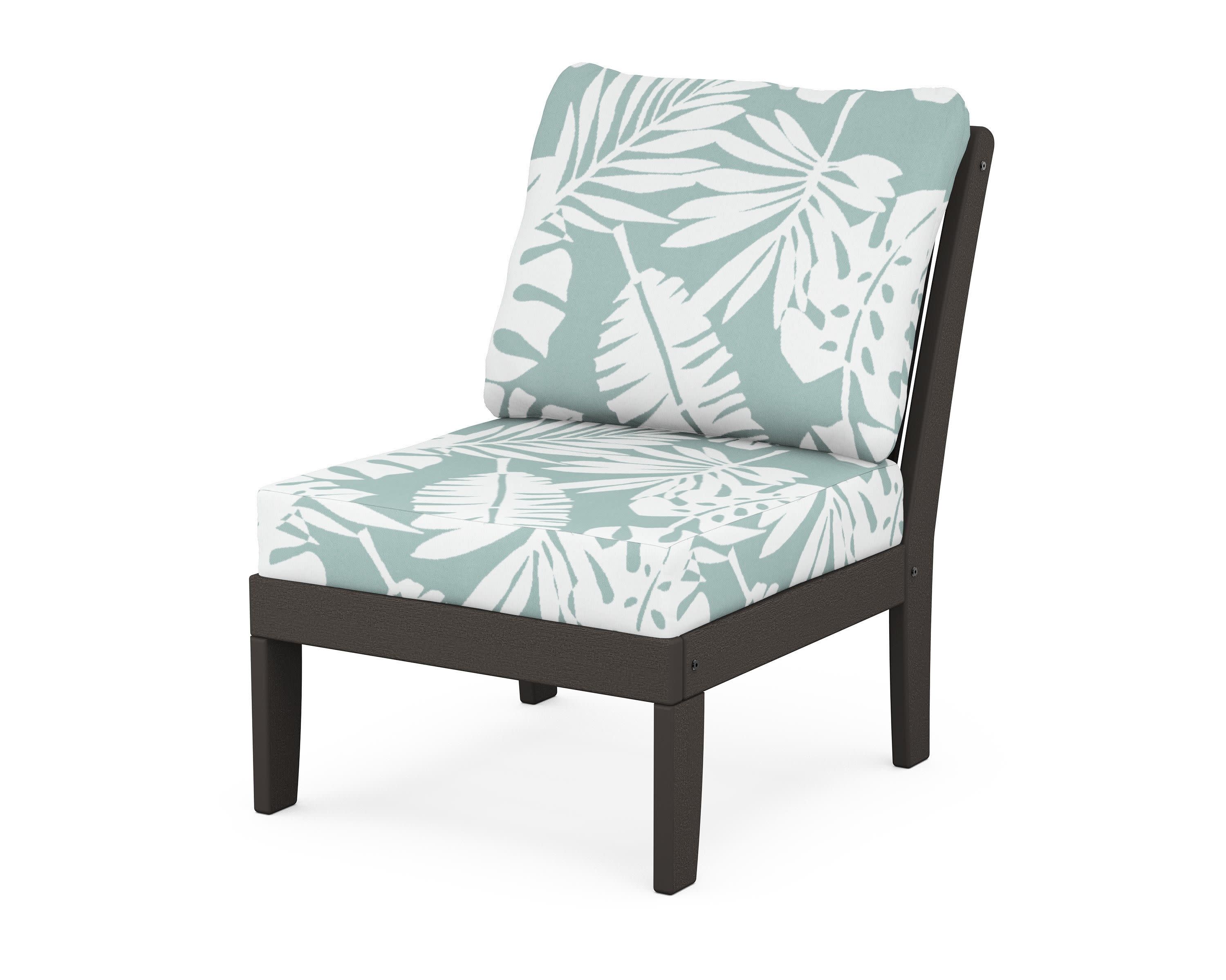 Braxton Modular Armless Chair in Vintage Coffee / Leaf Glacier Spa