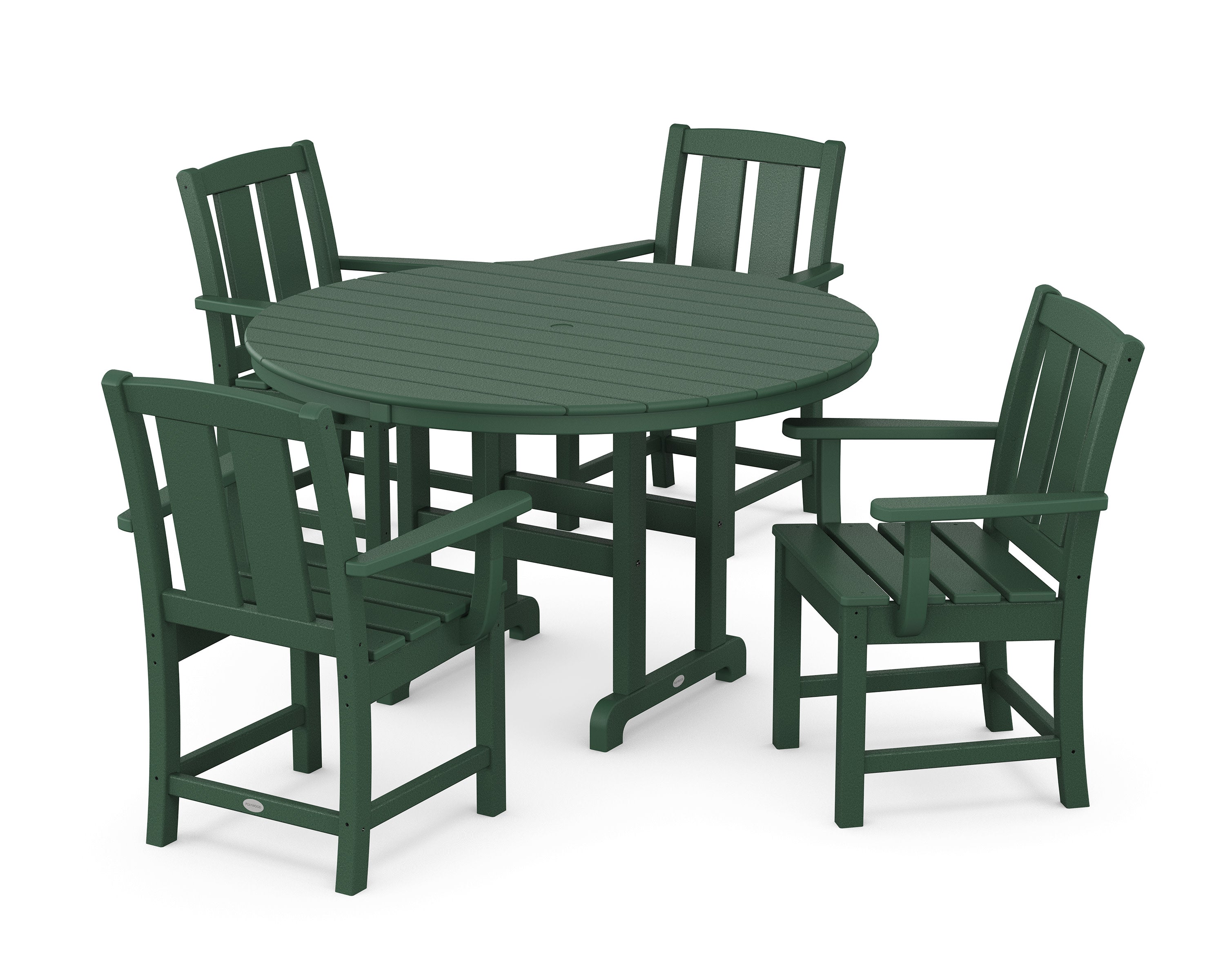 Mission 5-Piece Round Farmhouse Dining Set in Green