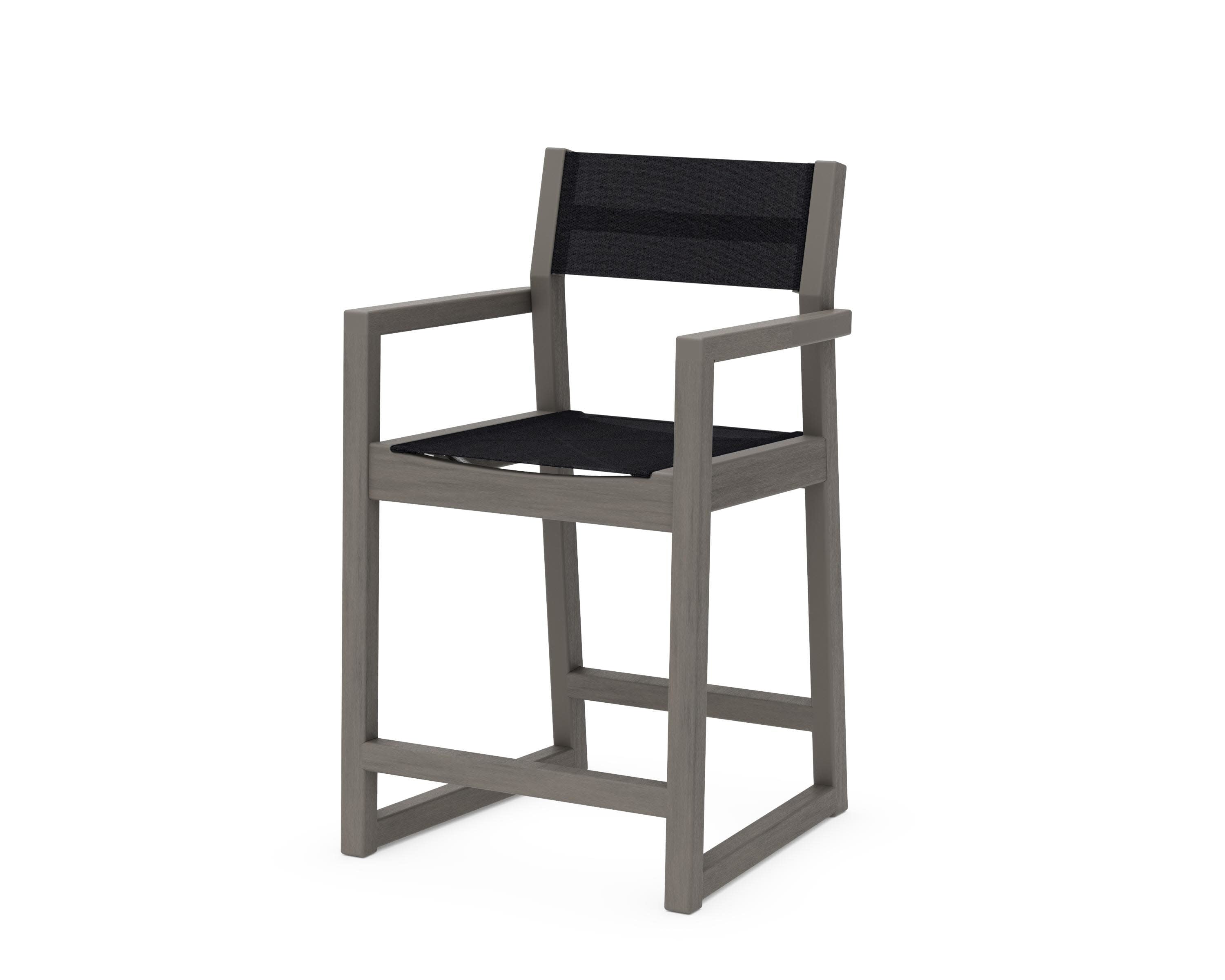 EDGE Sling Counter Arm Chair in Driftwood / Black Sling