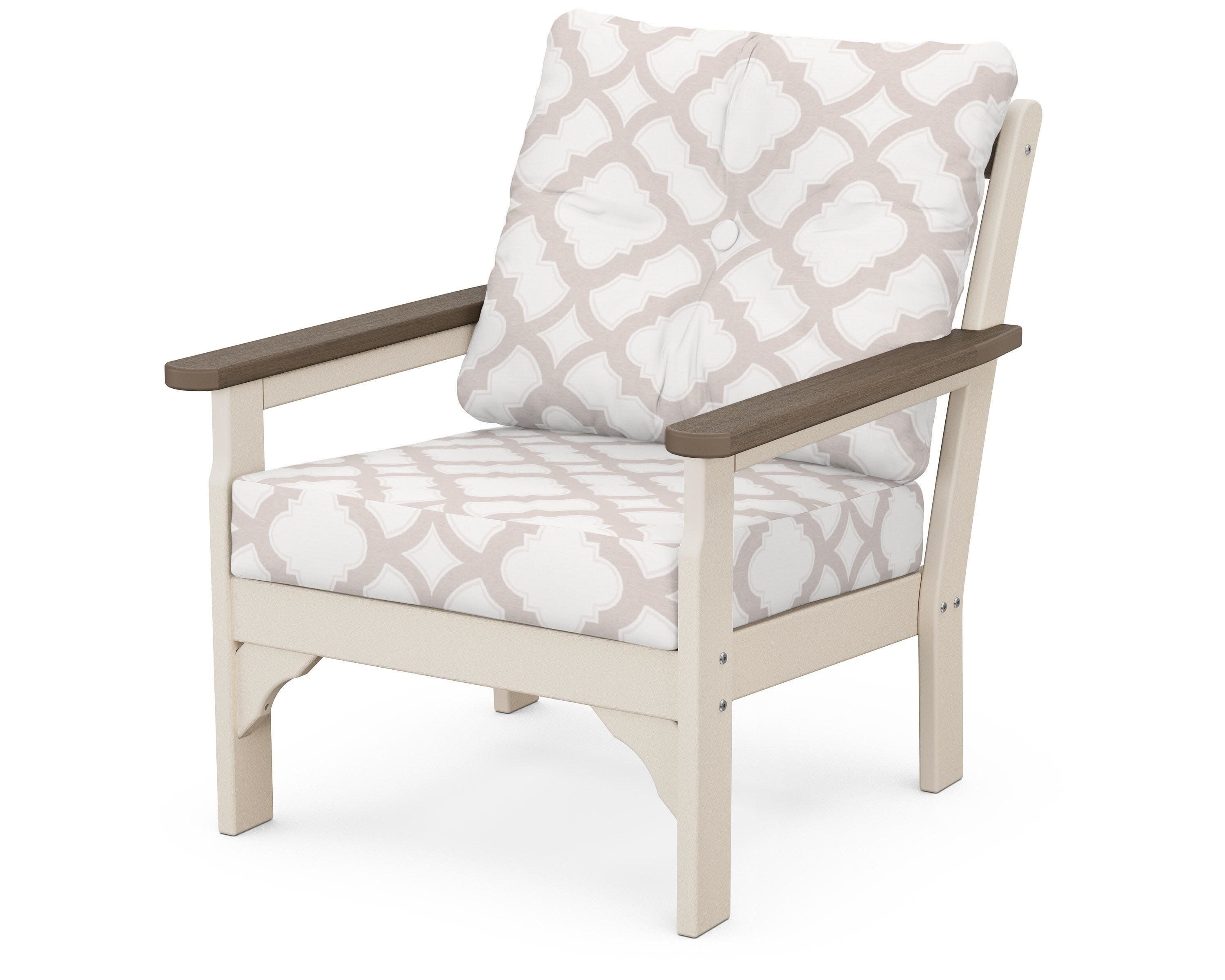 Vineyard Deep Seating Chair in Sand / Kona / Trellis Dune Burlap