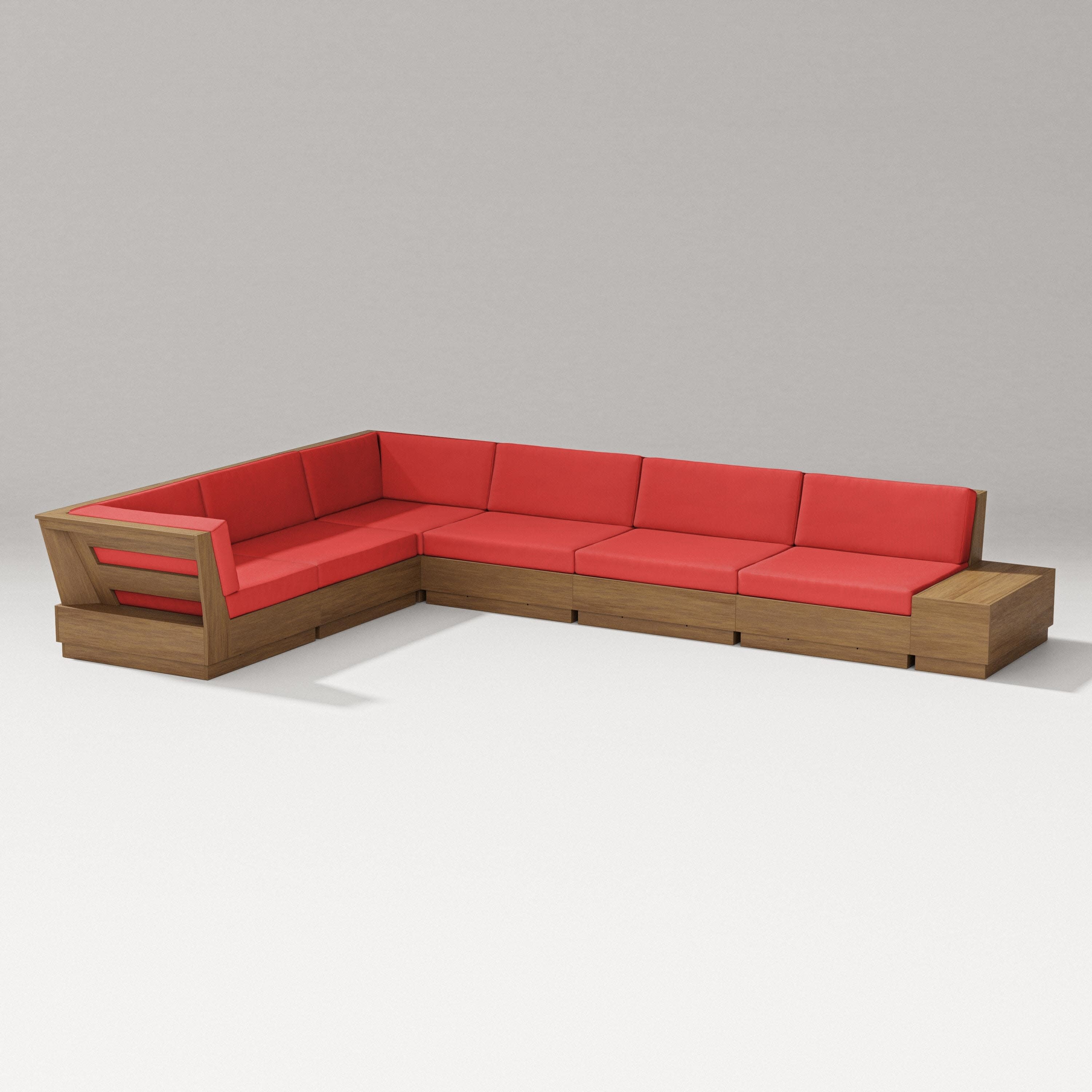 Elevate 7-Piece Corner Sectional in Natural / Crimson Linen