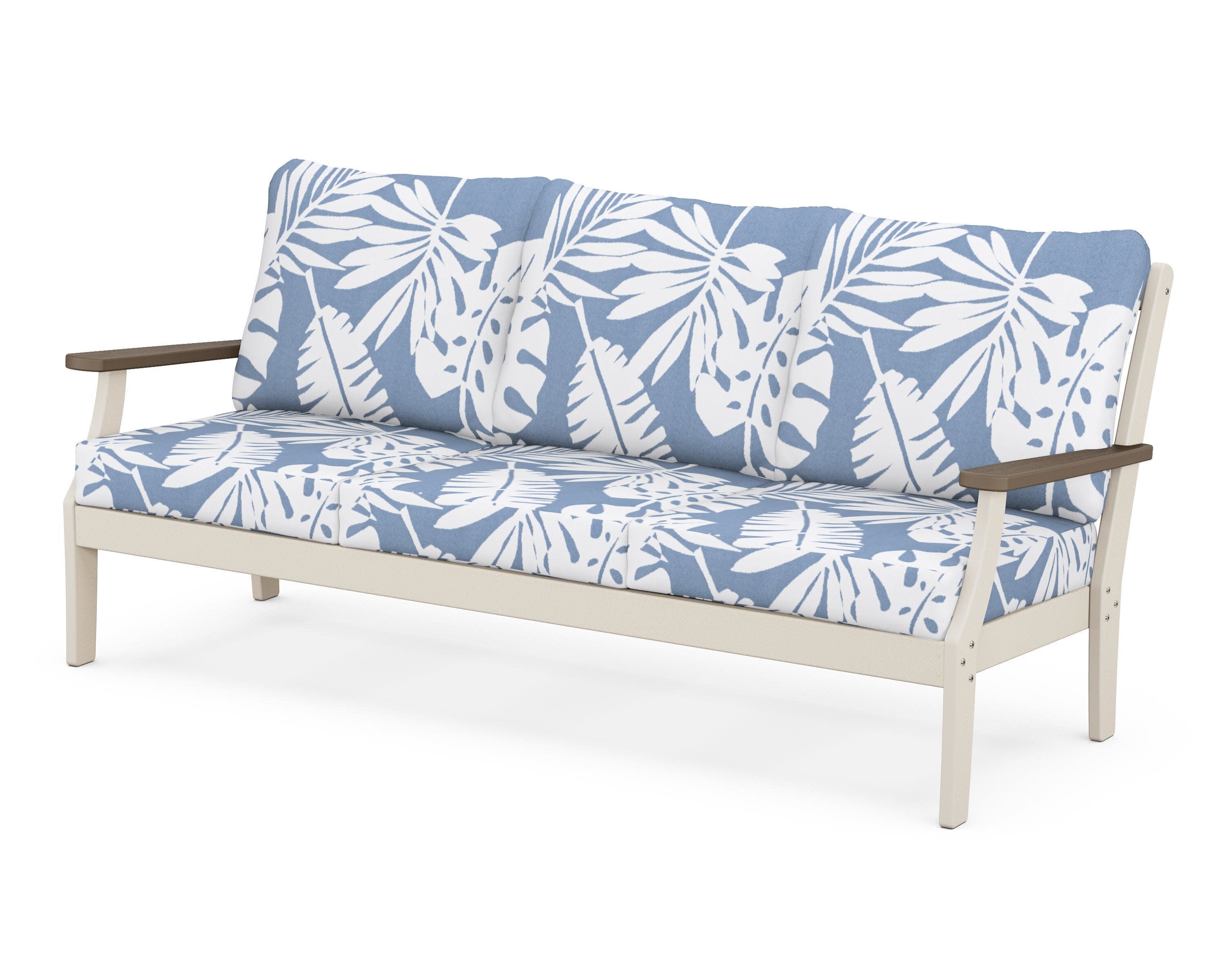 Braxton Deep Seating Sofa in Sand / Kona / Leaf Sky Blue