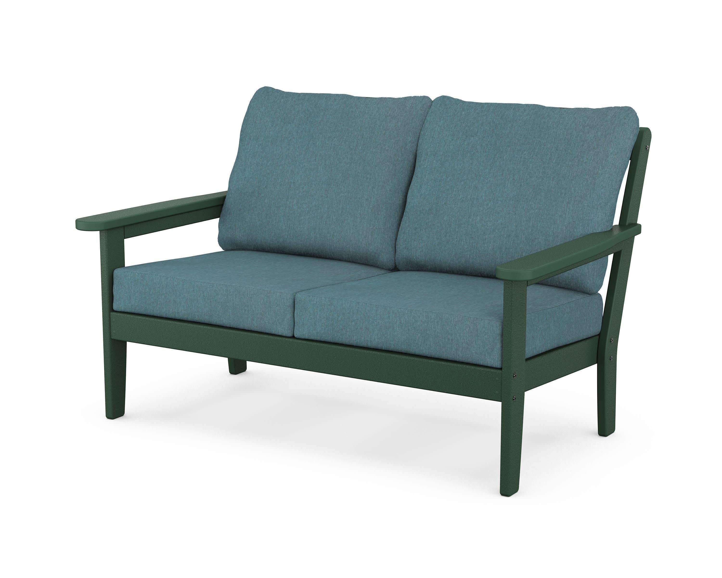 Cottage Deep Seating Loveseat in Green / Ocean Teal