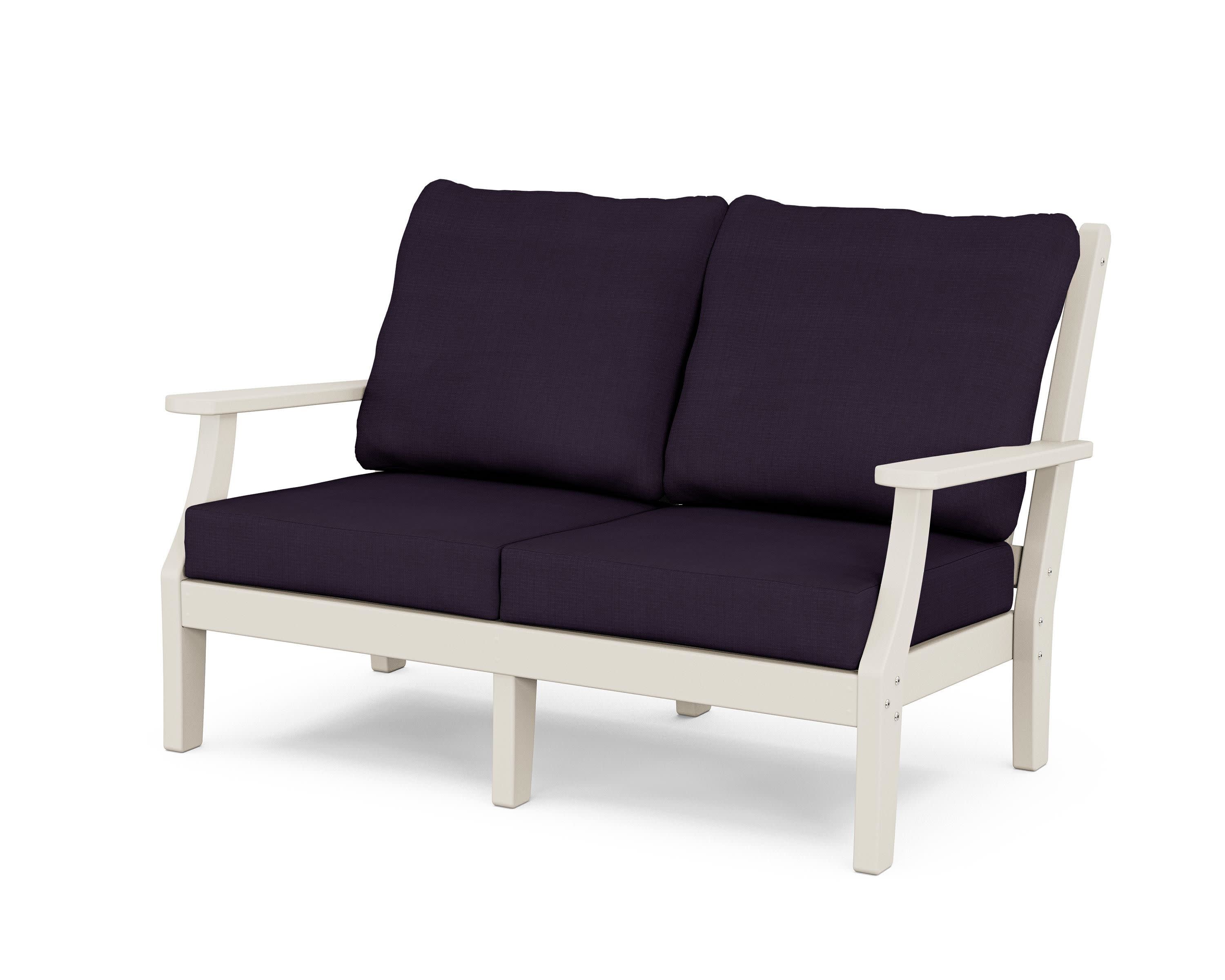 Wovendale Deep Seating Loveseat in Sand / Navy Linen