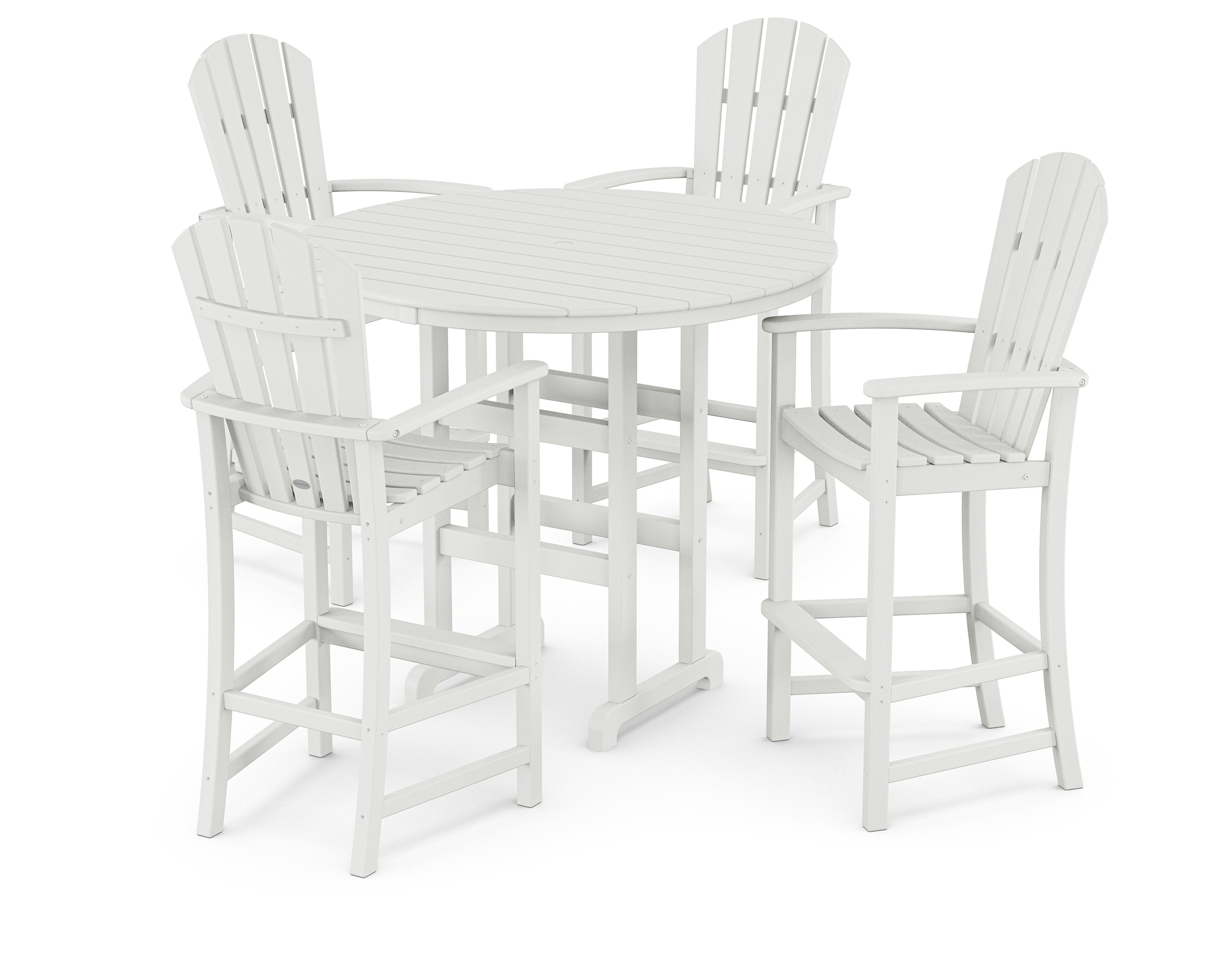 Palm Coast 5-Piece Round Farmhouse Bar Set in White