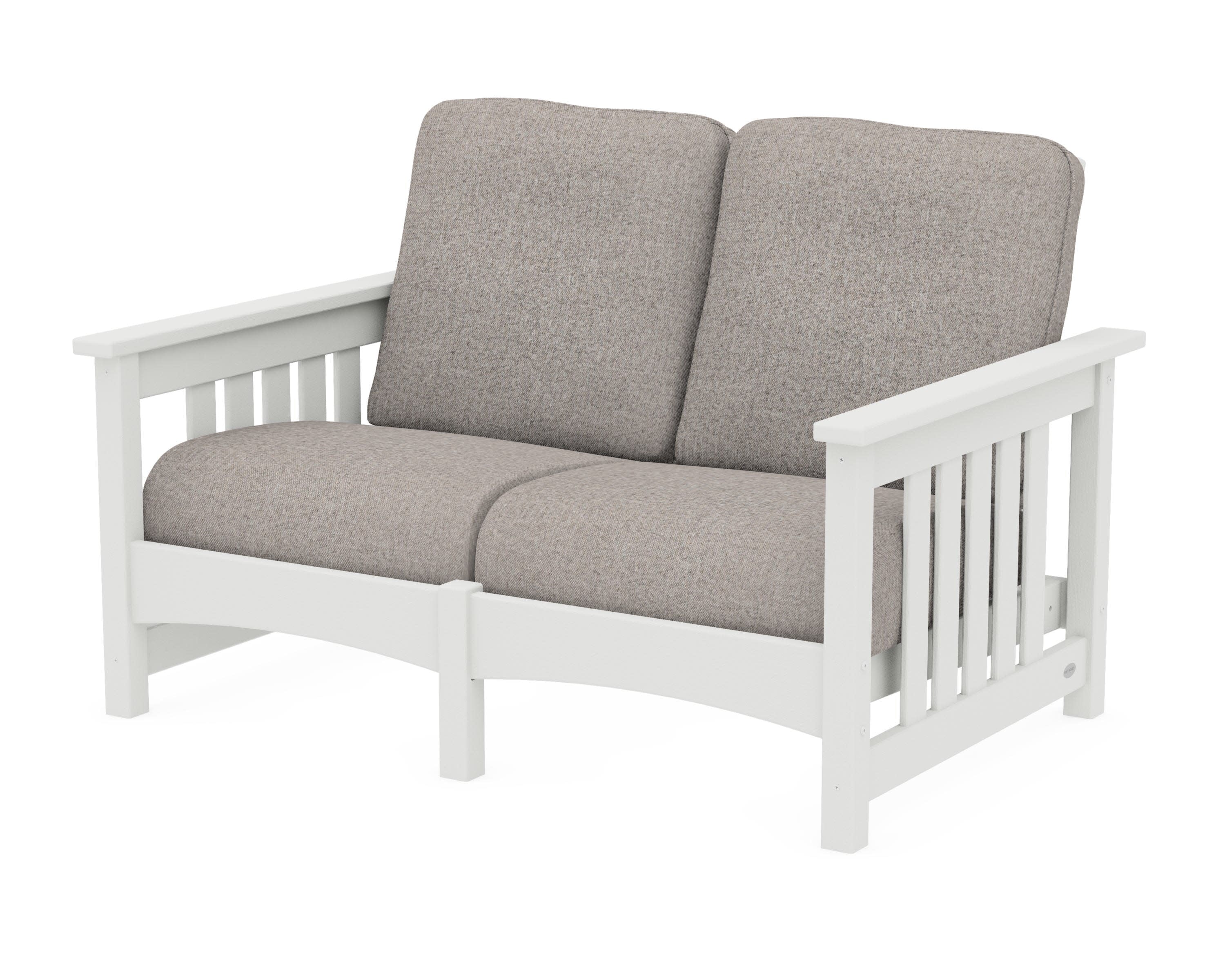 Club Mission Loveseat in Vintage White / Weathered Tweed