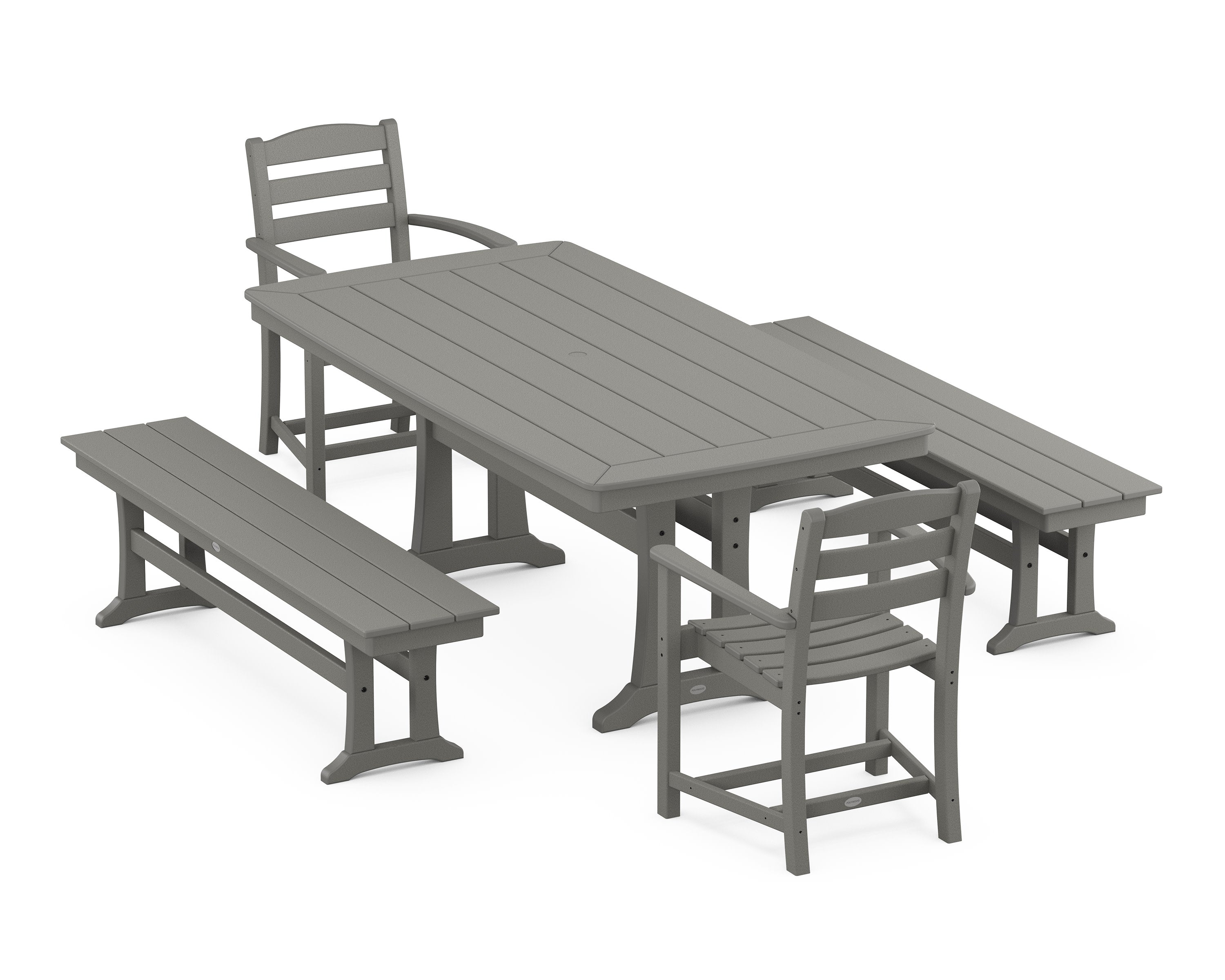 La Casa Cafe 5-Piece Dining Set with Trestle Legs in Slate Grey