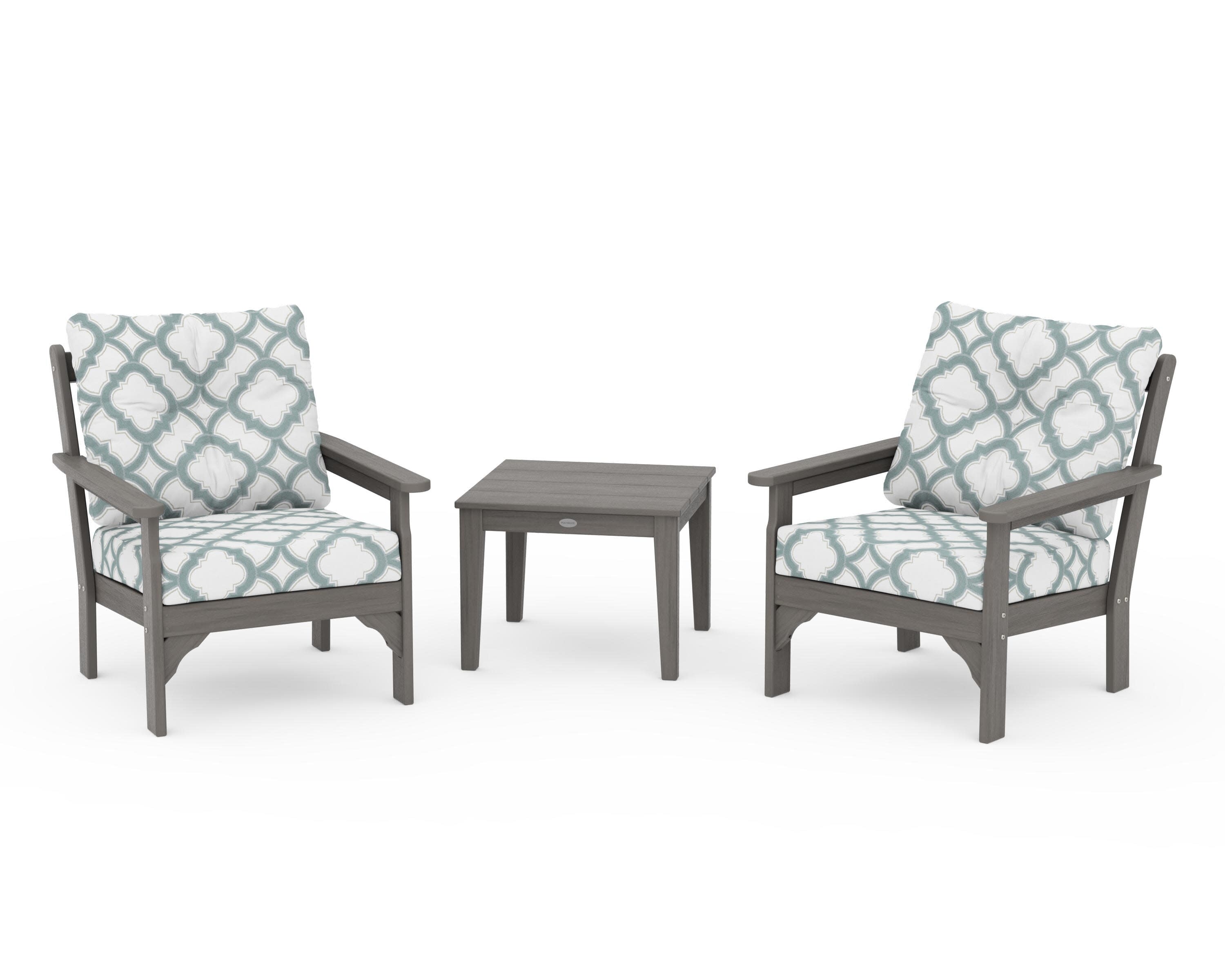 Vineyard 3-Piece Deep Seating Set in Driftwood / Trellis Glacier Spa