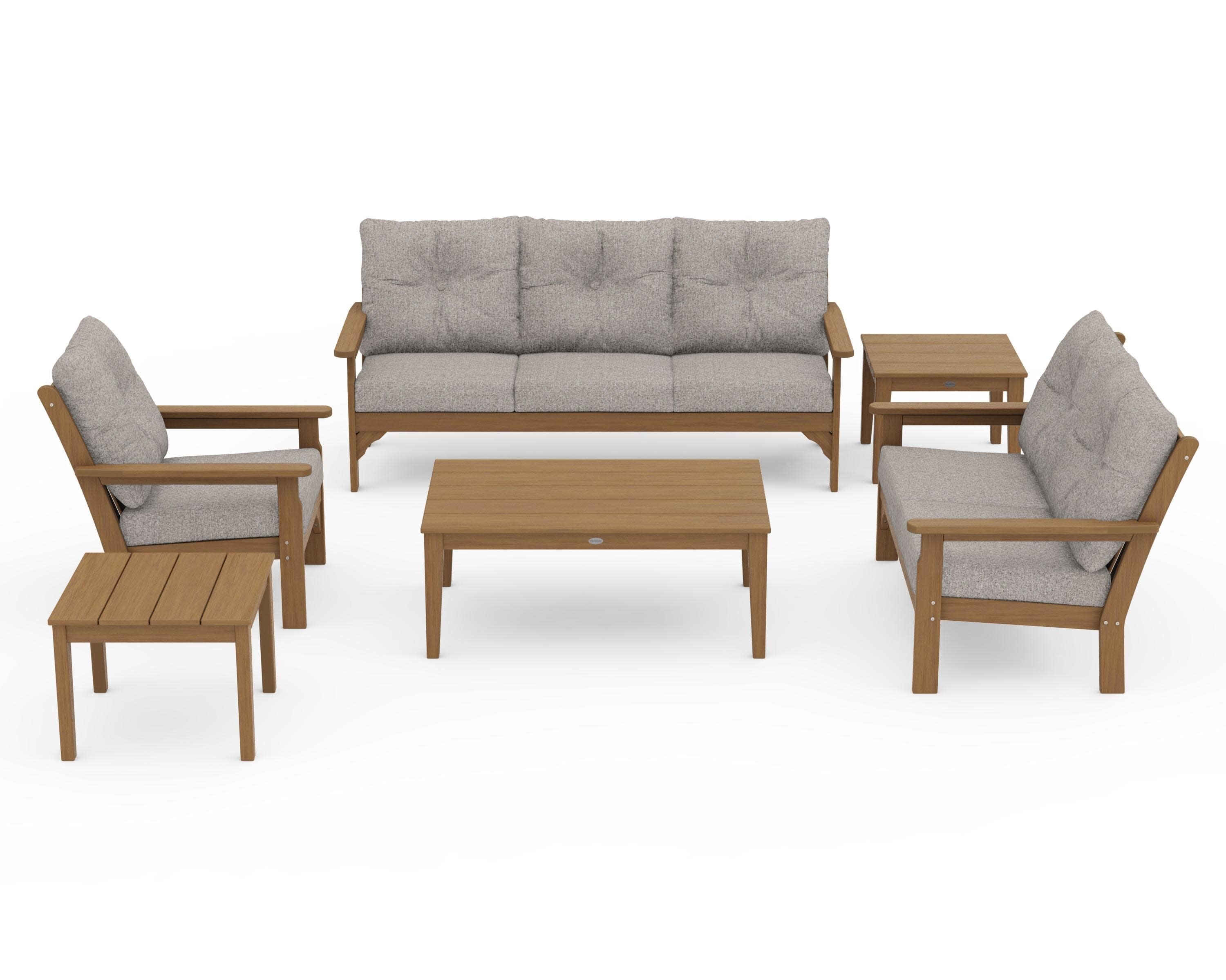Vineyard 6-Piece Deep Seating Set in Natural / Weathered Tweed