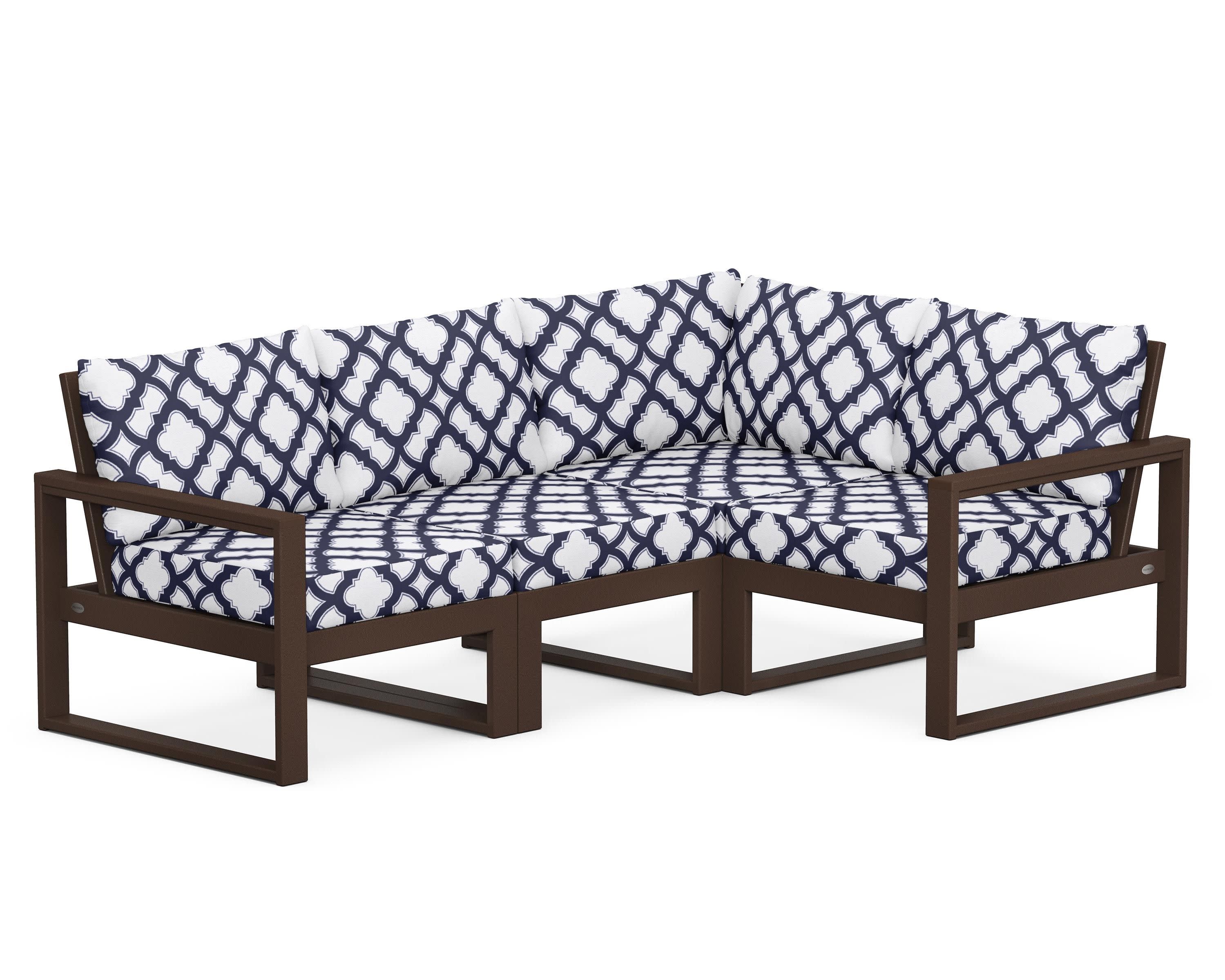 EDGE 4-Piece Modular Deep Seating Set in Mahogany / Trellis Navy