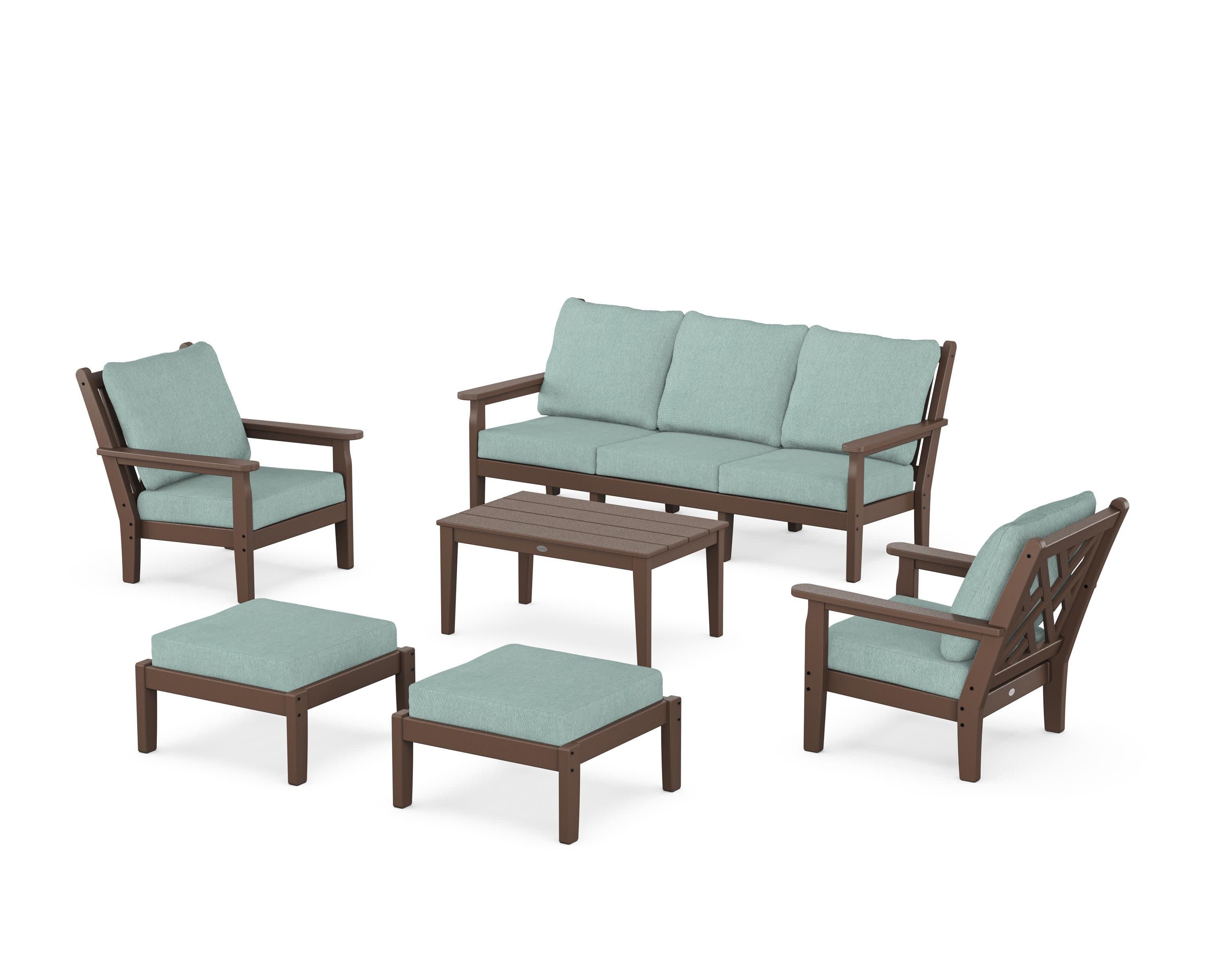 Chippendale 6-Piece Lounge Sofa Set in Mahogany / Glacier Spa