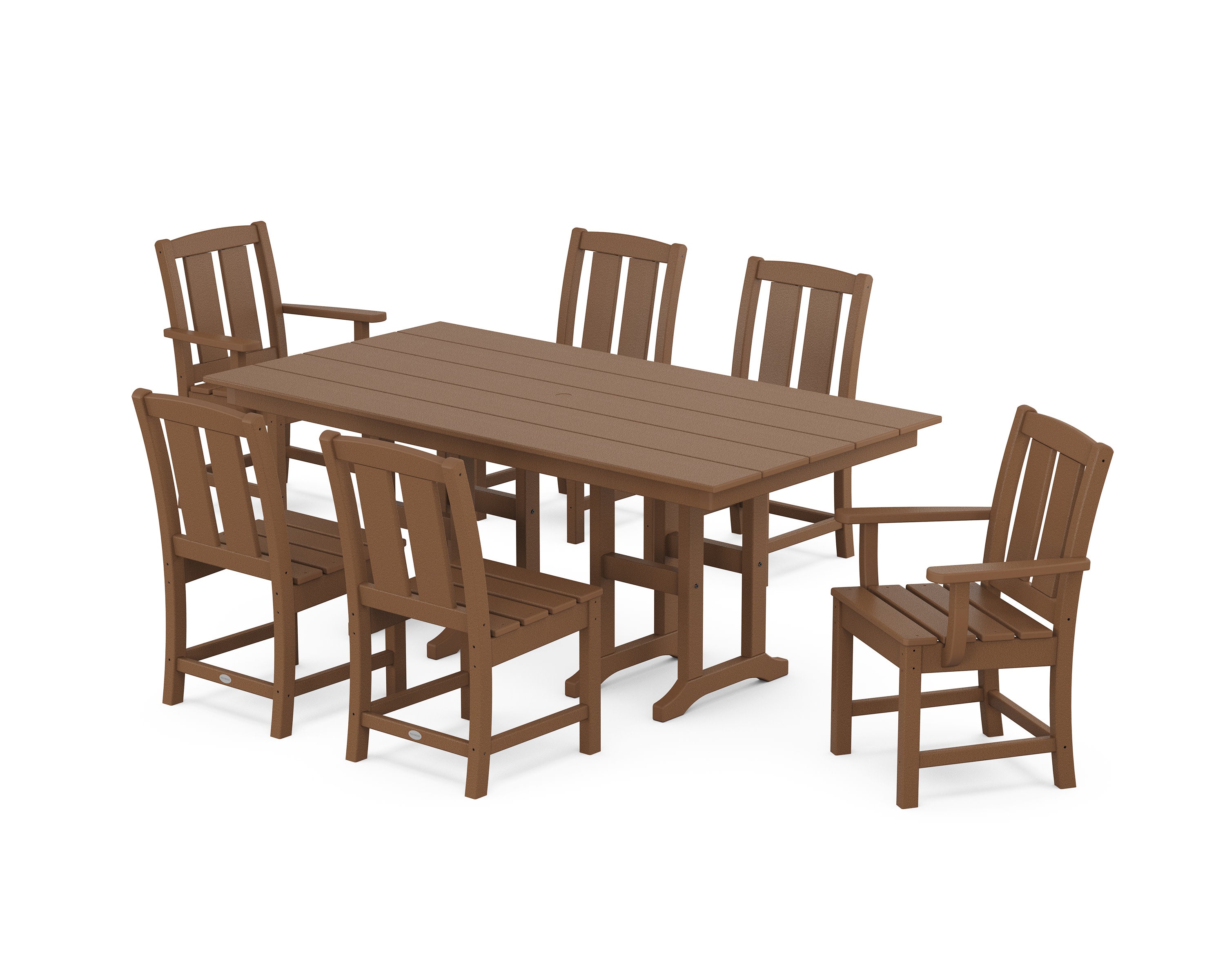 Mission 7-Piece Farmhouse Dining Set in Teak