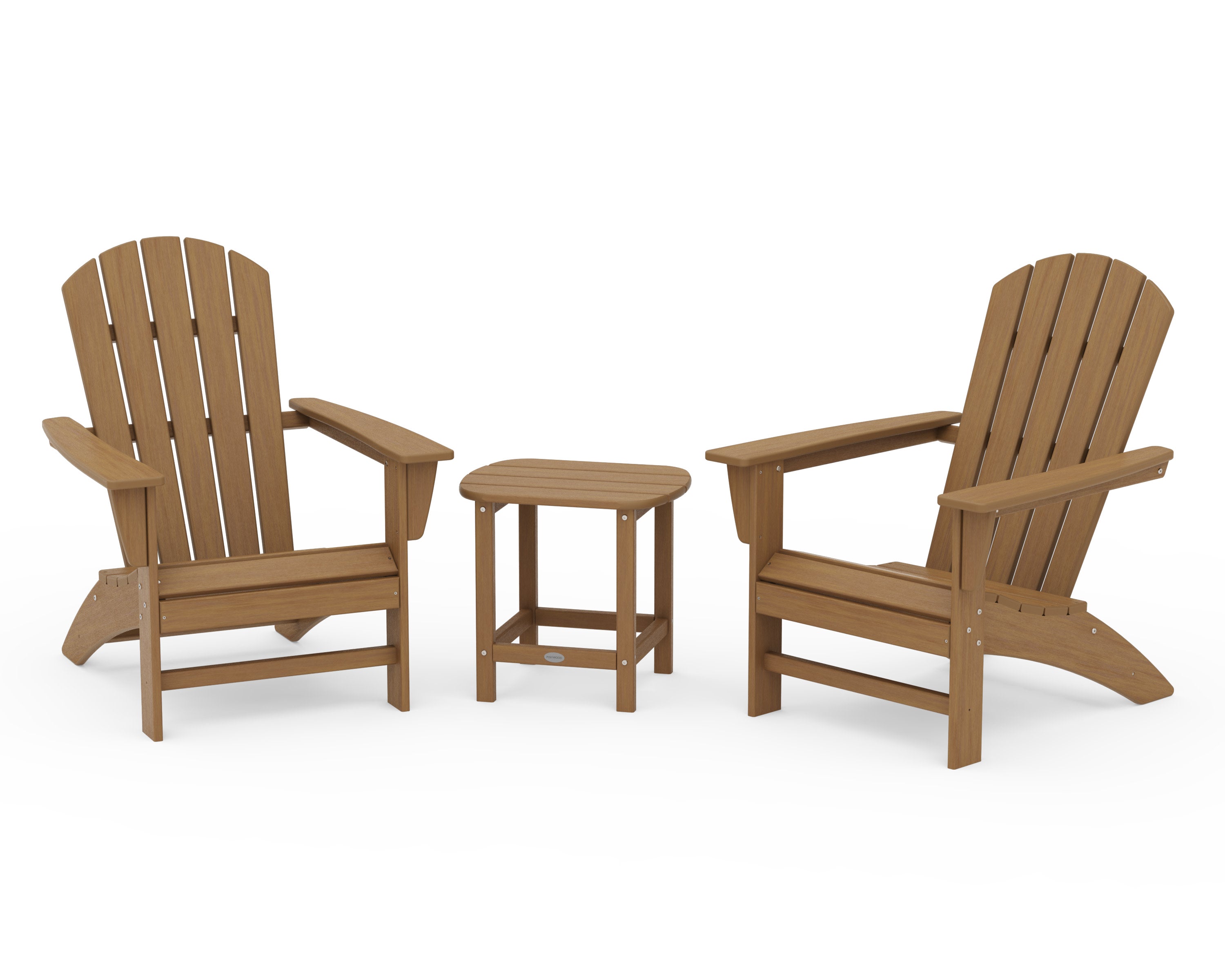 Nautical 3-Piece Adirondack Set with South Beach 18" Side Table in Natural