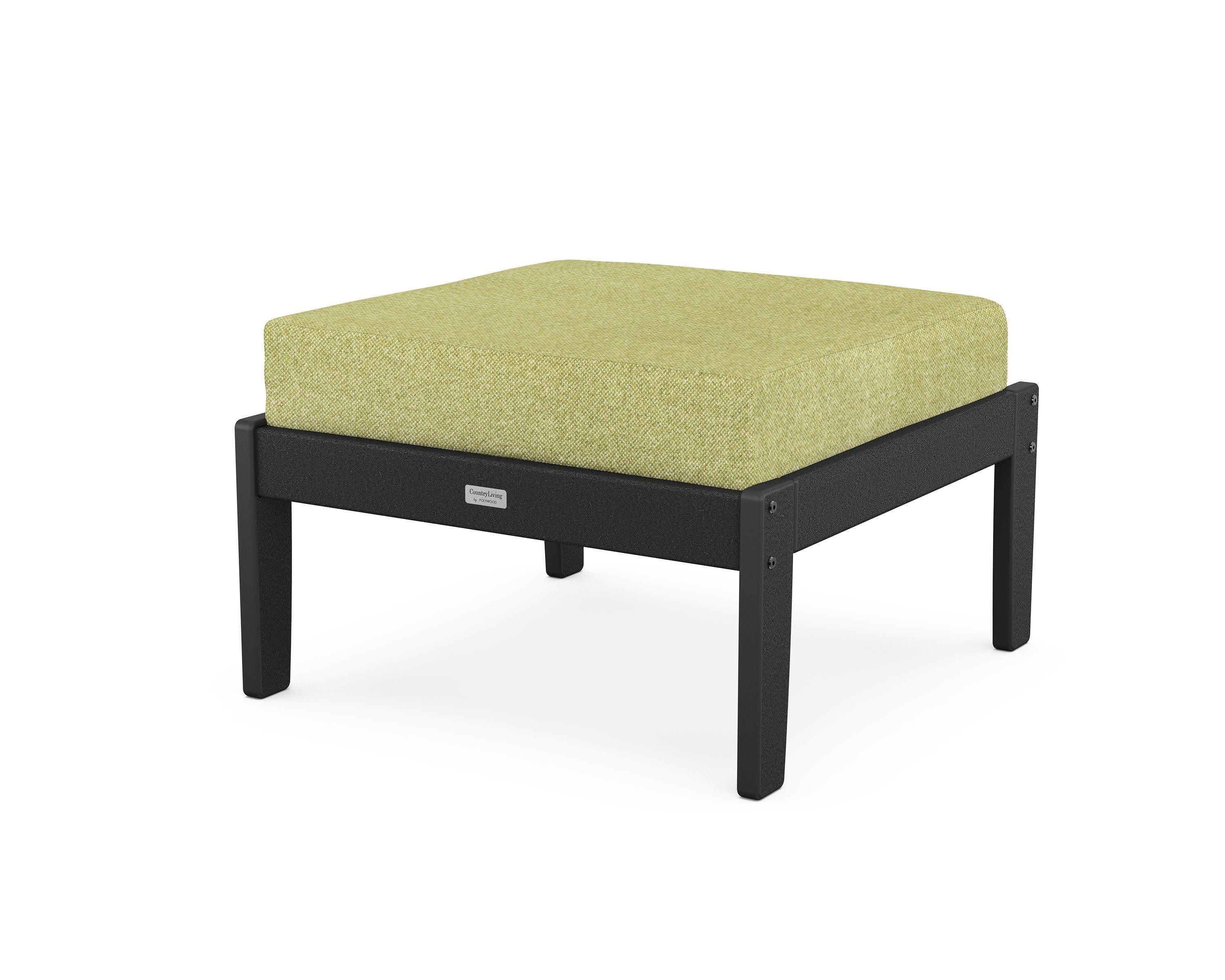 Cottage Deep Seating Ottoman in Black / Chartreuse Boucle
